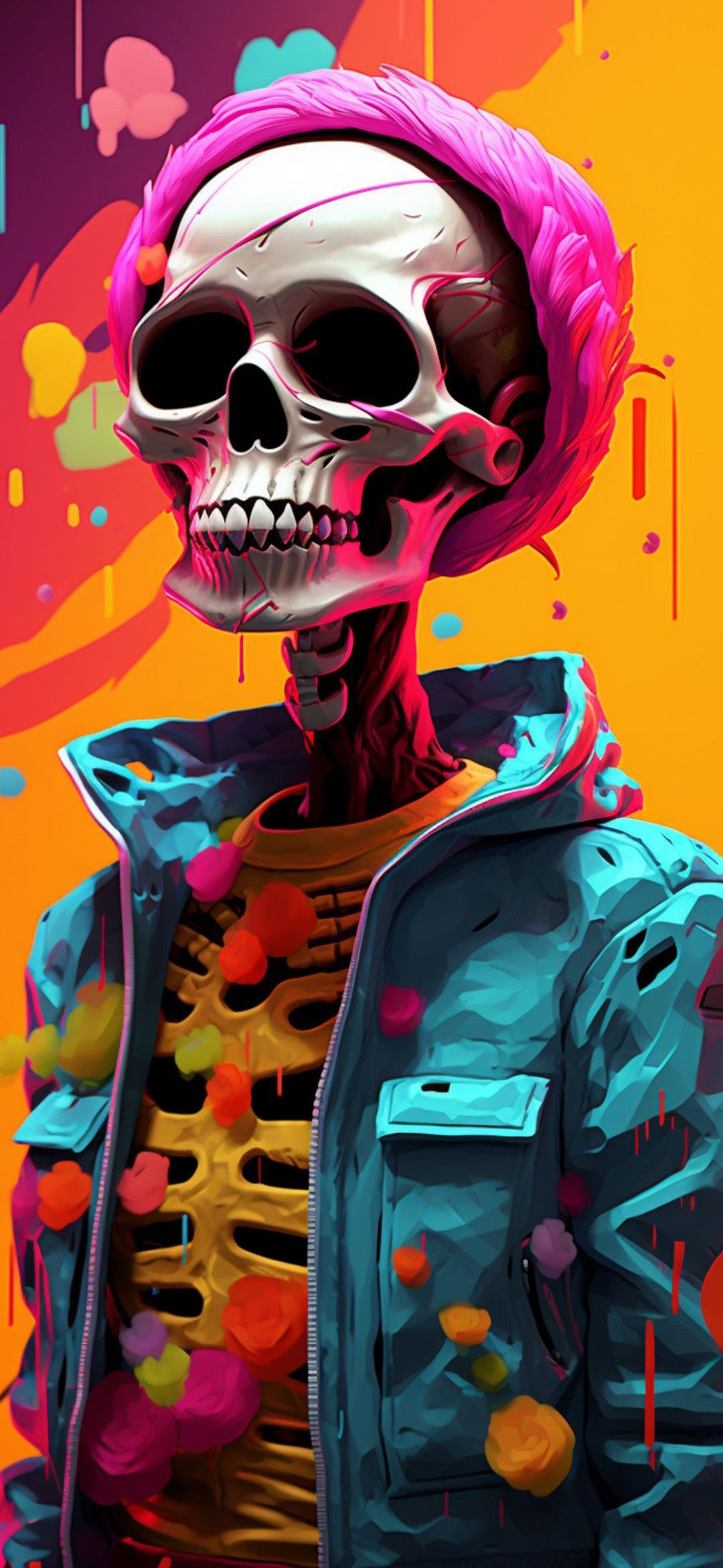Colorful Skull in Jacket - skeletons wallpaper for OpersCraft