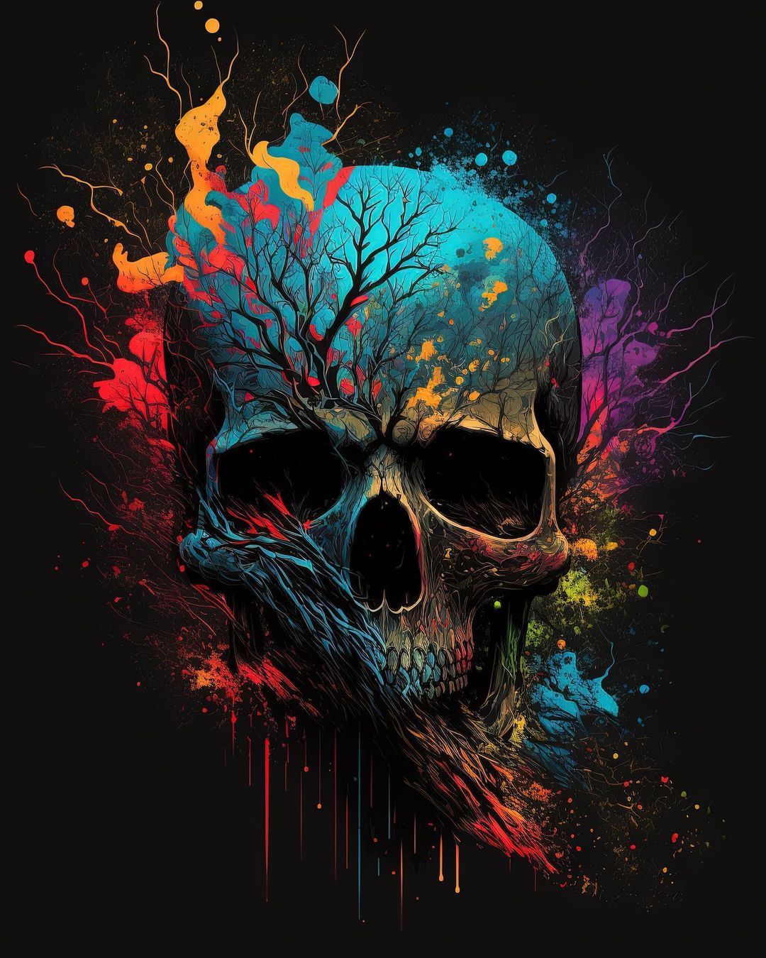 Colorful Skull Tree Art - random wallpaper for OpersCraft