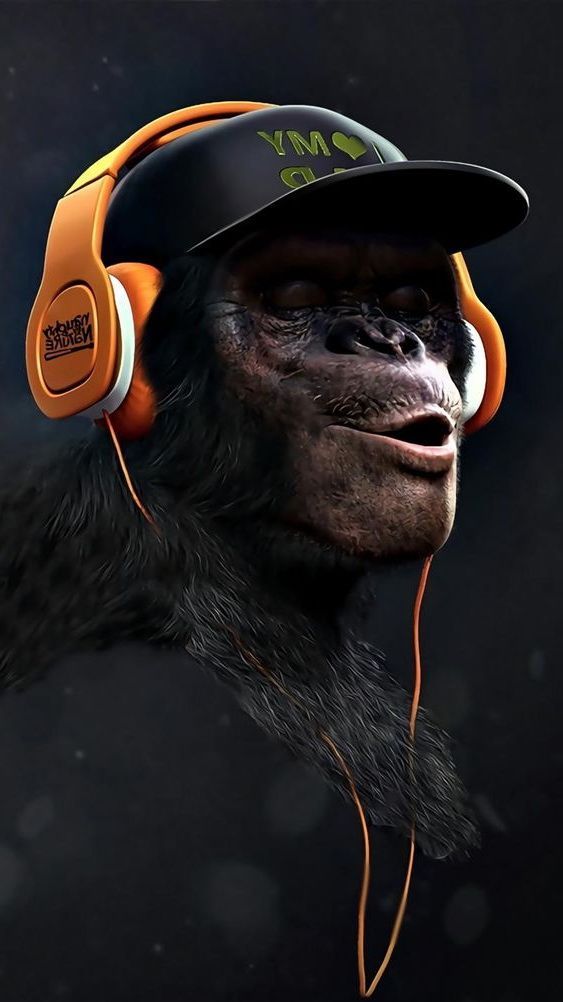 Cool Chimp with Headphones - animals wallpaper for OpersCraft
