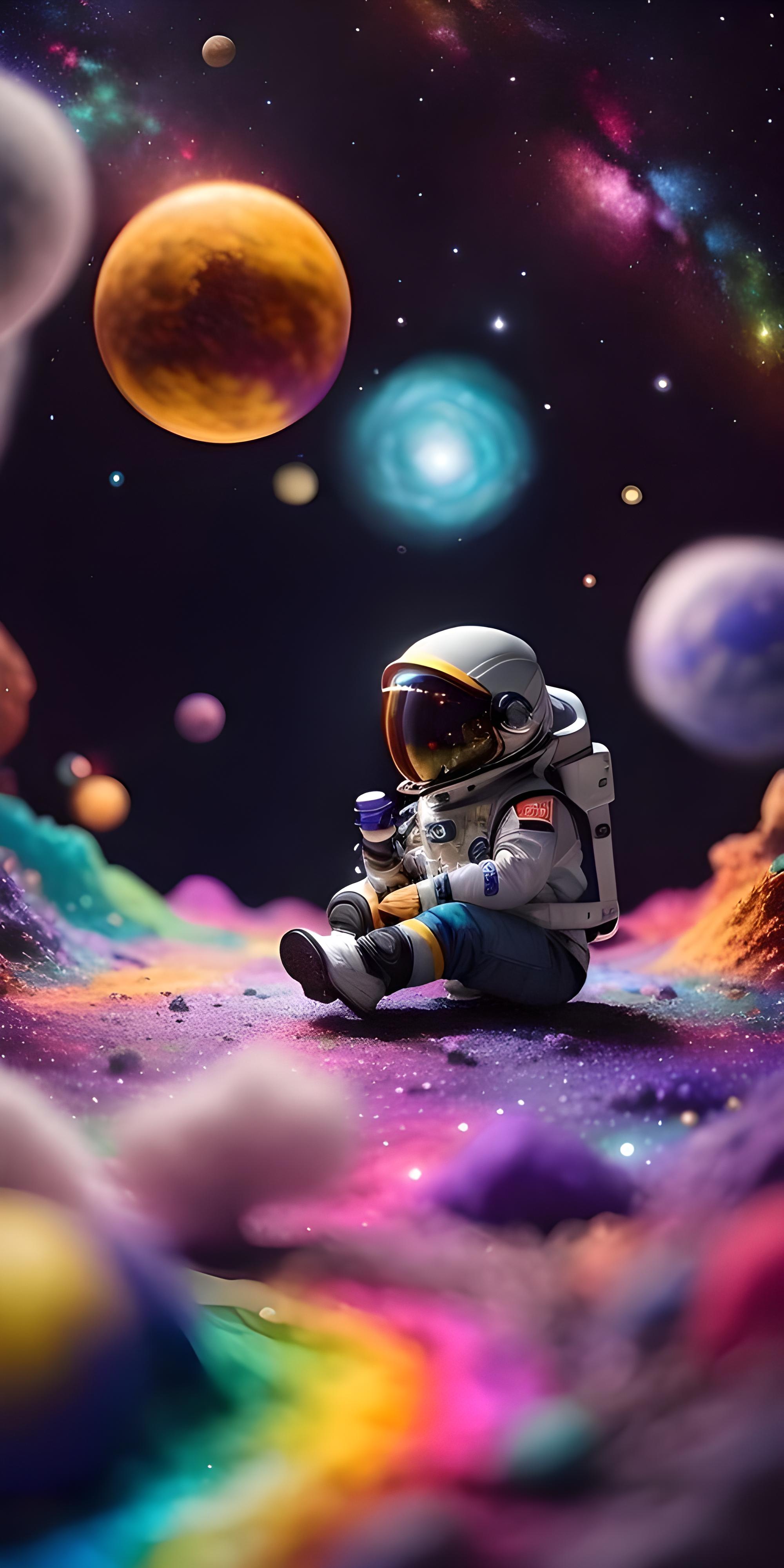 Cosmic Astronaut Contemplation - astronaut wallpaper for OpersCraft