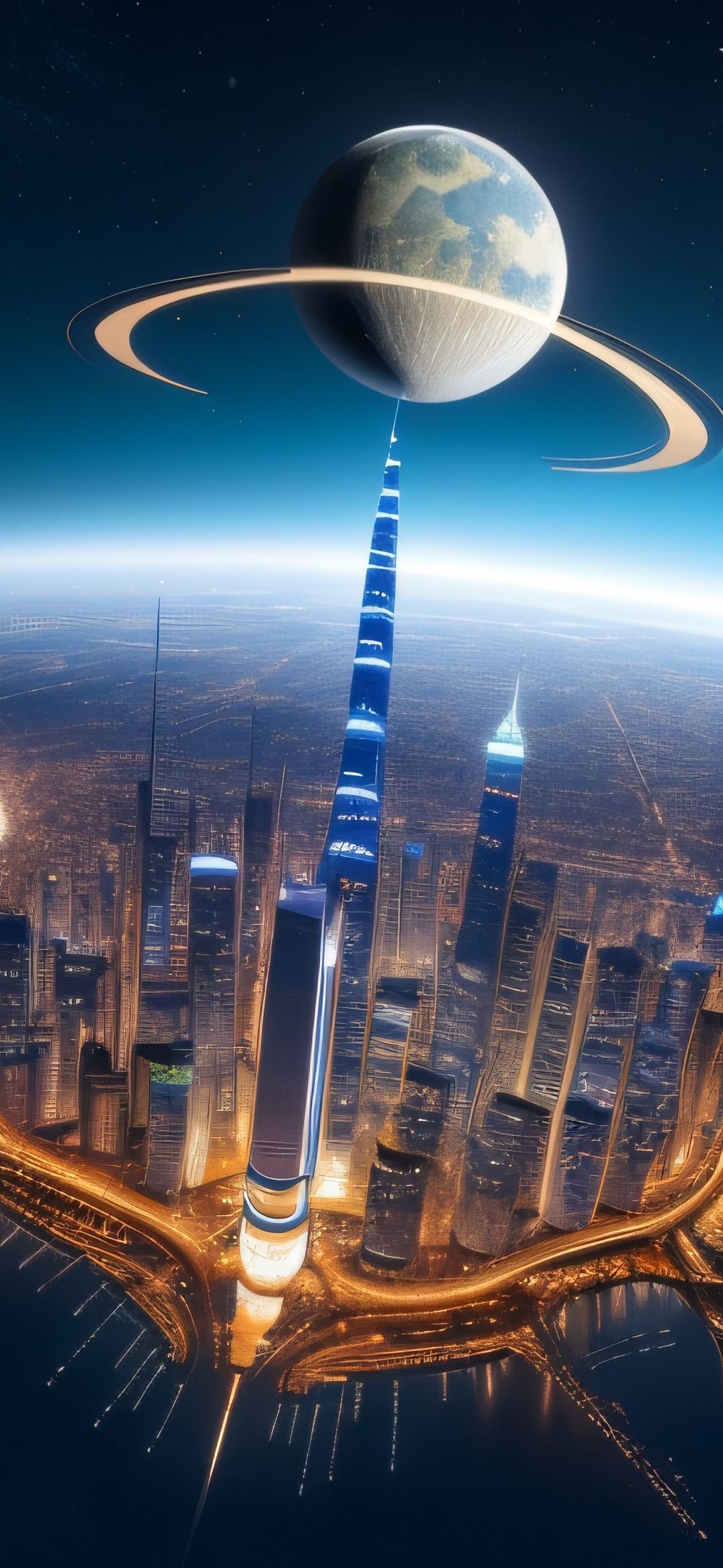 Cosmic Cityscape Panorama - city wallpaper for OpersCraft