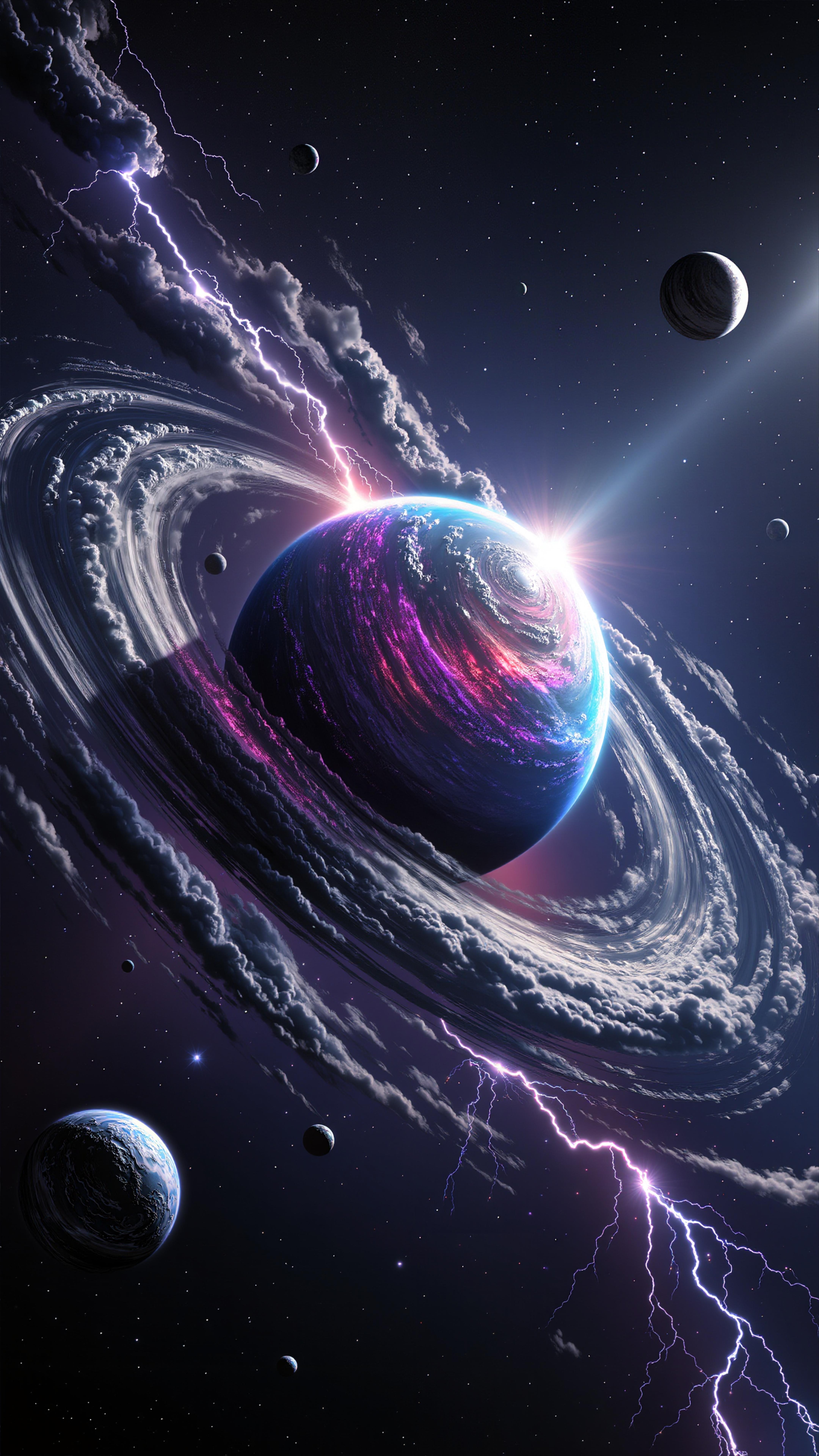 Cosmic Planet Lightning - space wallpaper for OpersCraft