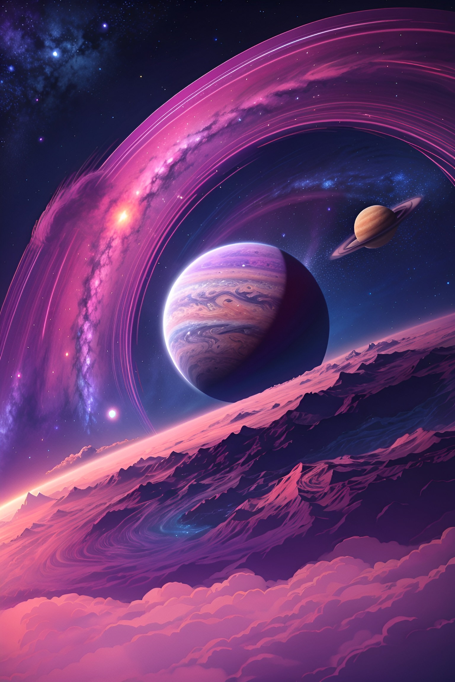 Cosmic Purple Planetscape - space wallpaper for OpersCraft