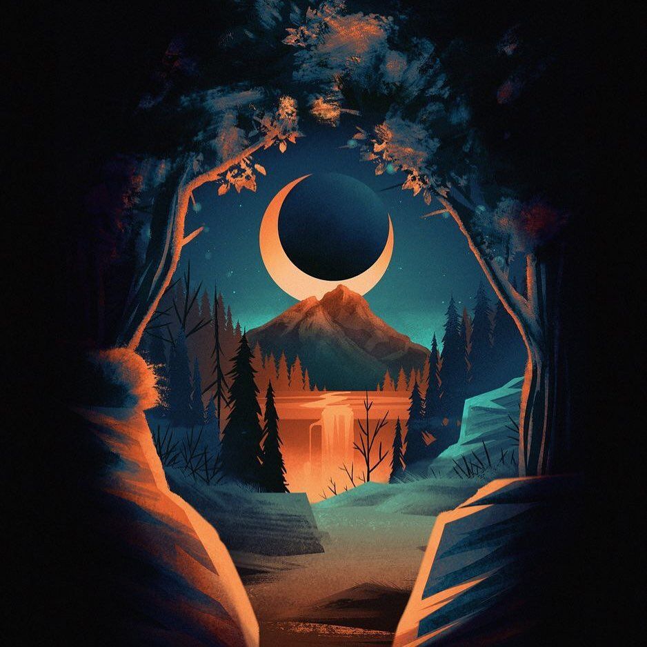 Crescent Moon Mountain View - landscape wallpaper for OpersCraft