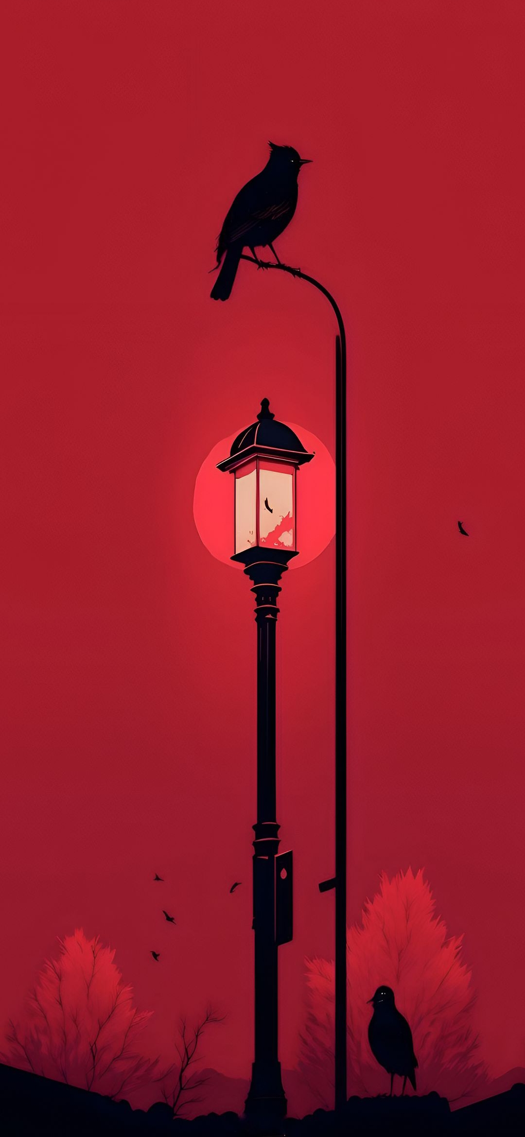 Crimson Bird Silhouette - birds wallpaper for OpersCraft