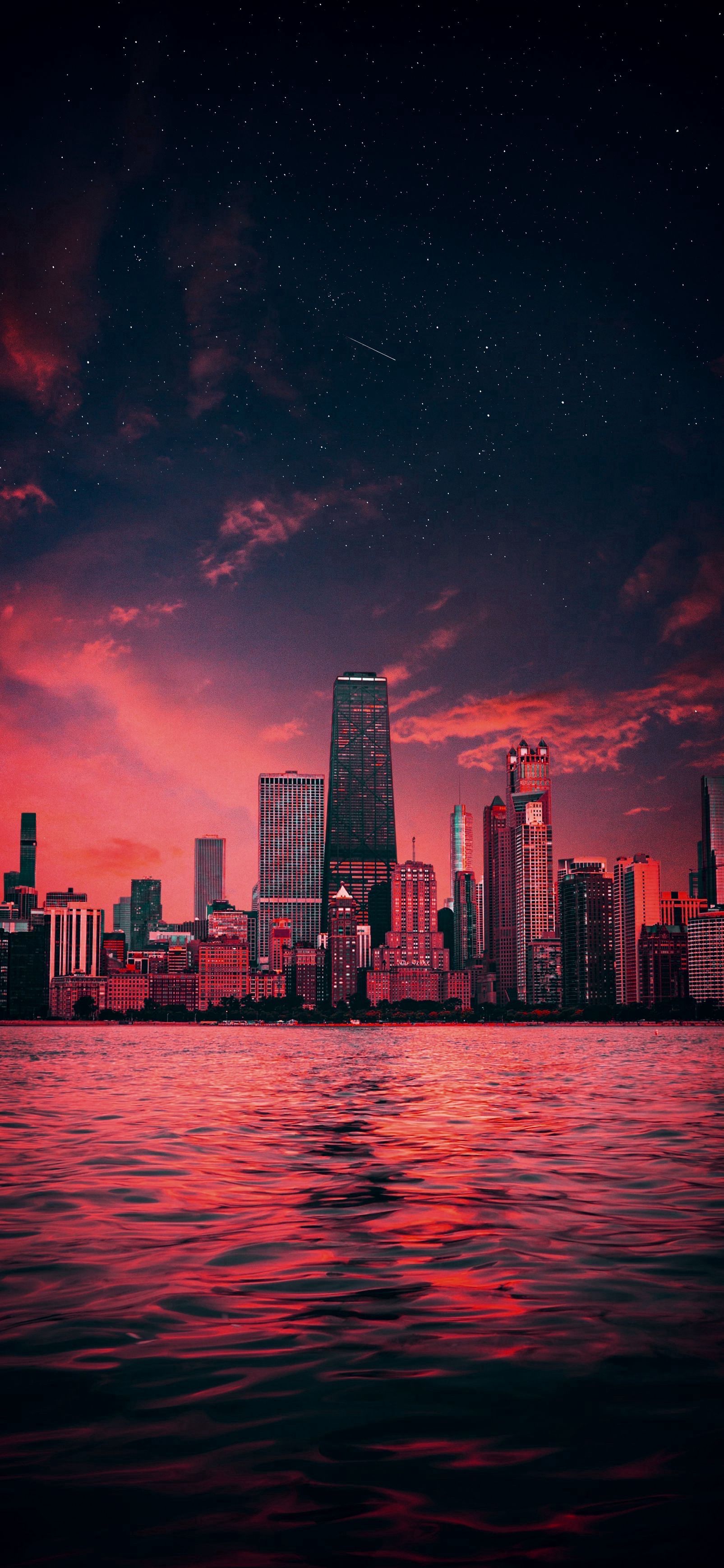 Crimson Cityscape at Night - city wallpaper for OpersCraft