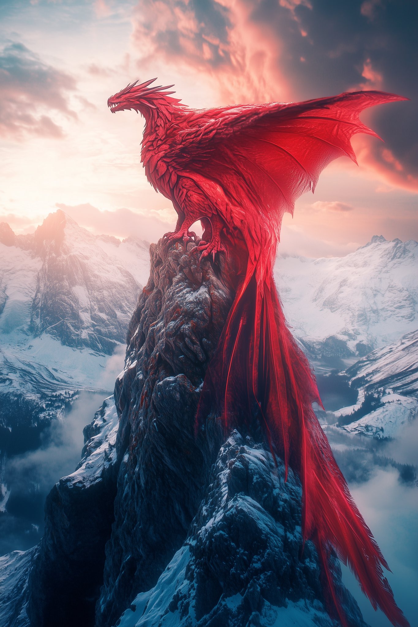 Crimson Dragon Mountain Peak - dragon wallpaper for OpersCraft