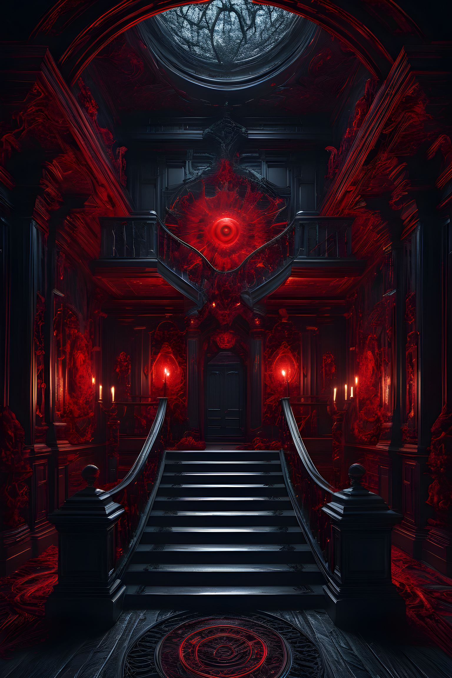 Crimson Gothic Hallway - gothic wallpaper for OpersCraft