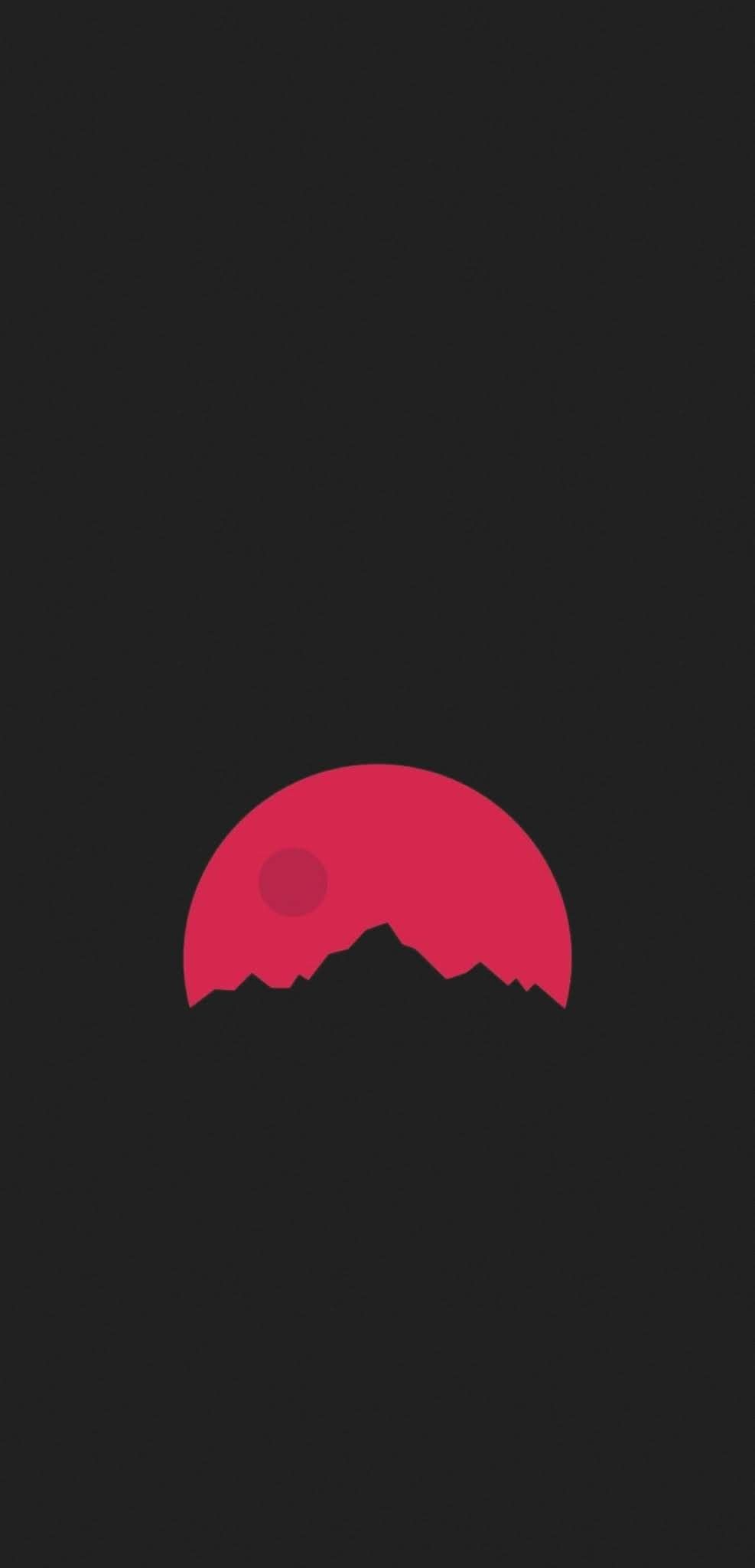 Crimson Moon Mountain - minimal wallpaper for OpersCraft