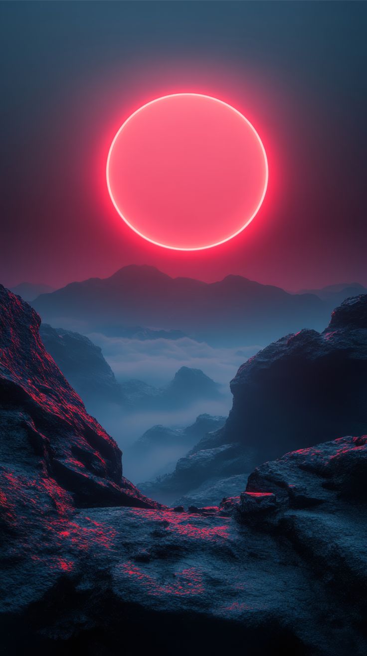 Crimson Moon Mountainscape - fantasy wallpaper for OpersCraft
