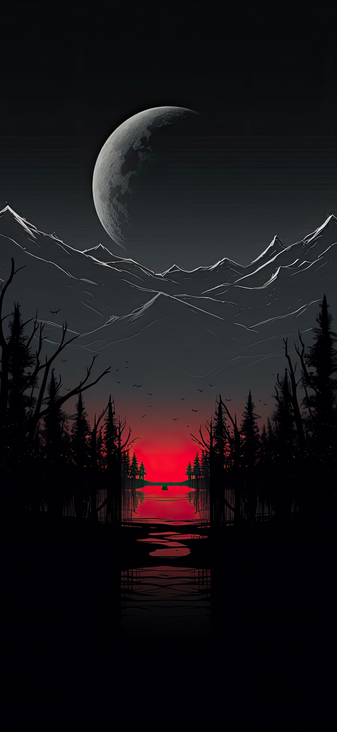 Crimson Moonlit Forest - nature wallpaper for OpersCraft