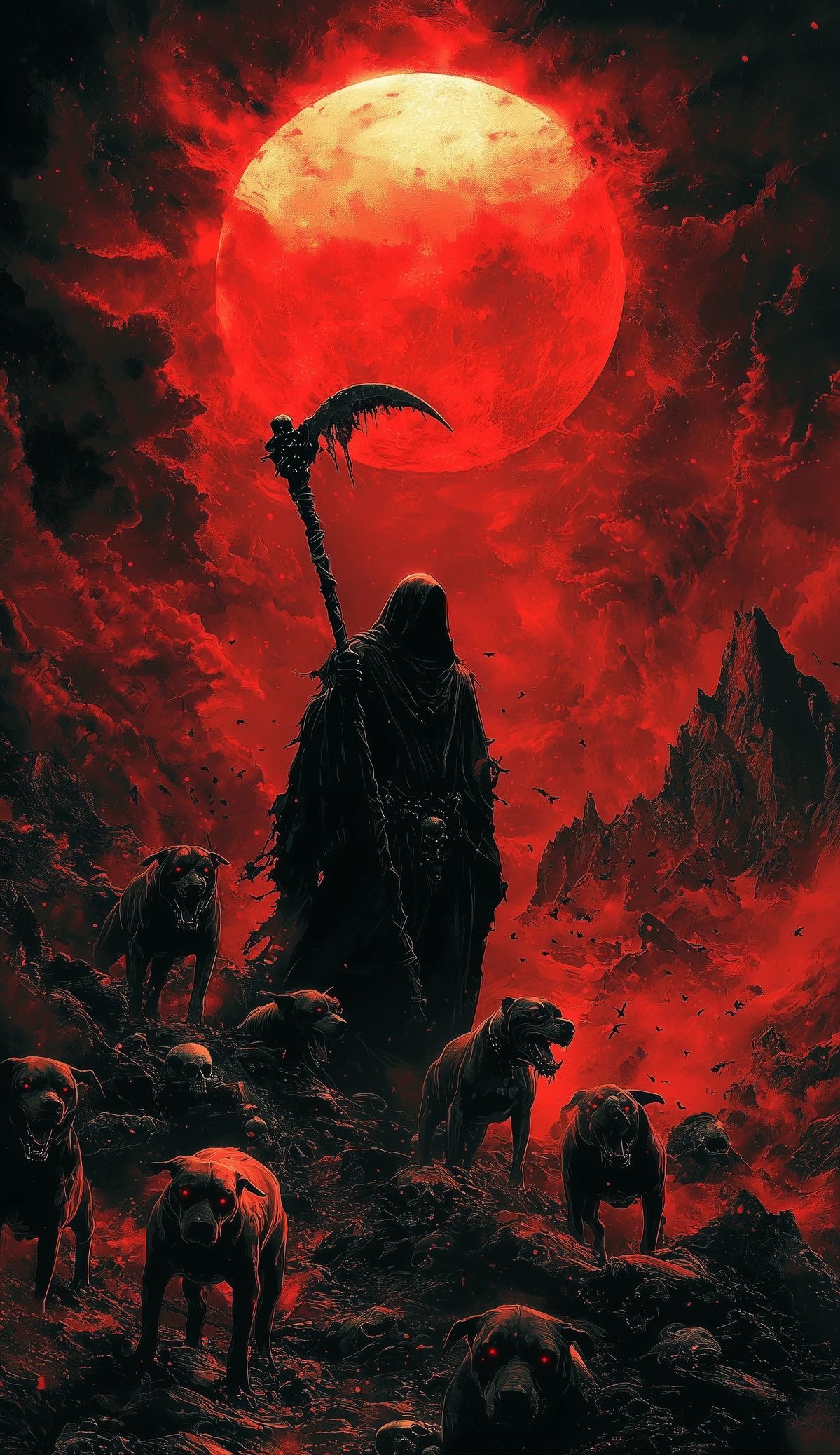 Crimson Reaper and Hounds - fantasy wallpaper for OpersCraft