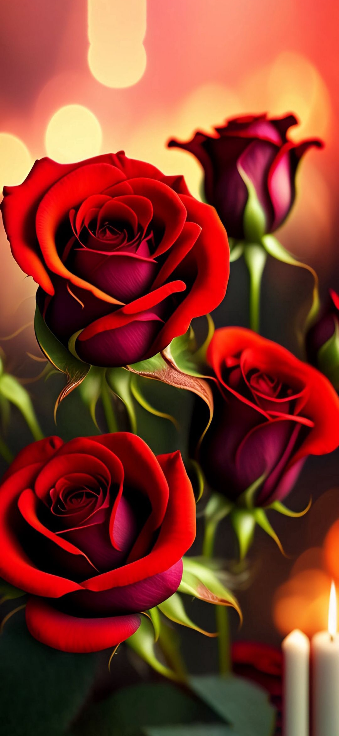 Crimson Roses and Candlelight - floral wallpaper for OpersCraft
