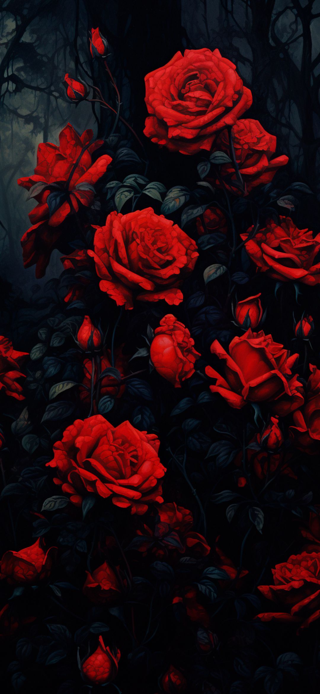 Crimson Roses in Darkness - floral wallpaper for OpersCraft