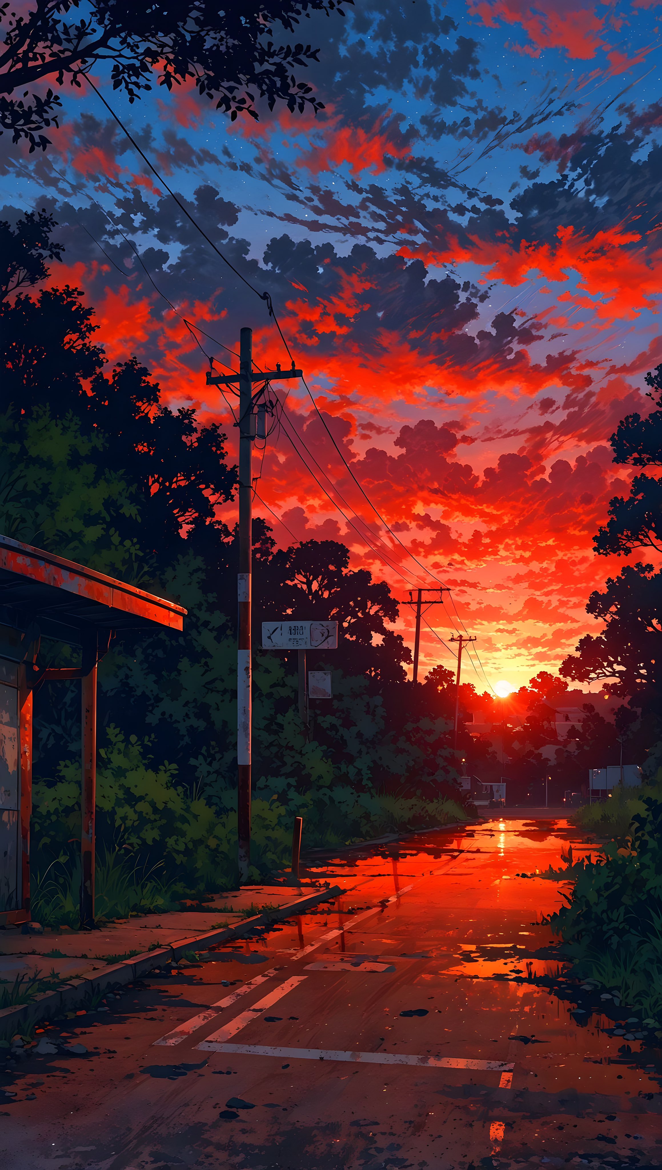 Crimson Sunset Road - sunset wallpaper for OpersCraft
