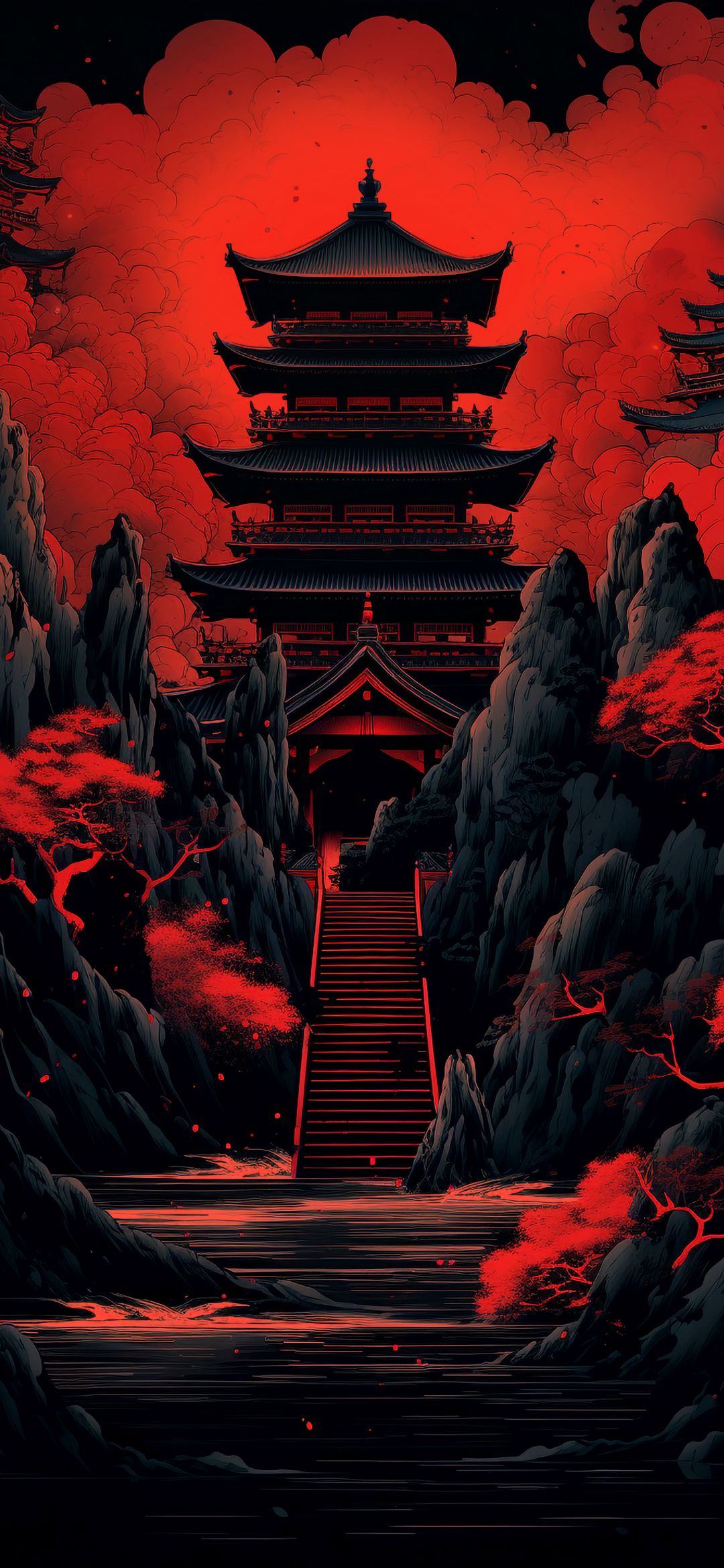 Crimson Temple Ascent - temple wallpaper for OpersCraft