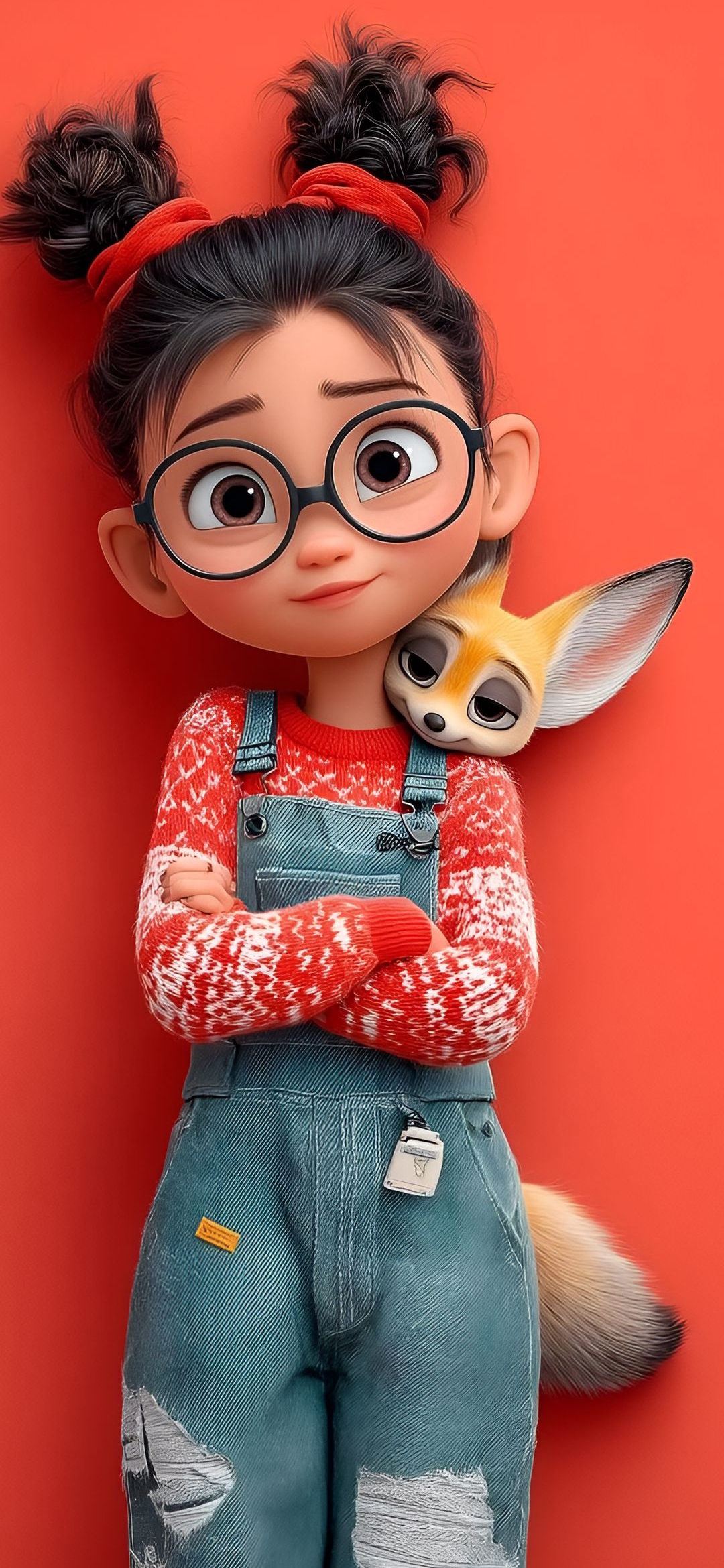 Cute Girl and Fox - cartoon wallpaper for OpersCraft