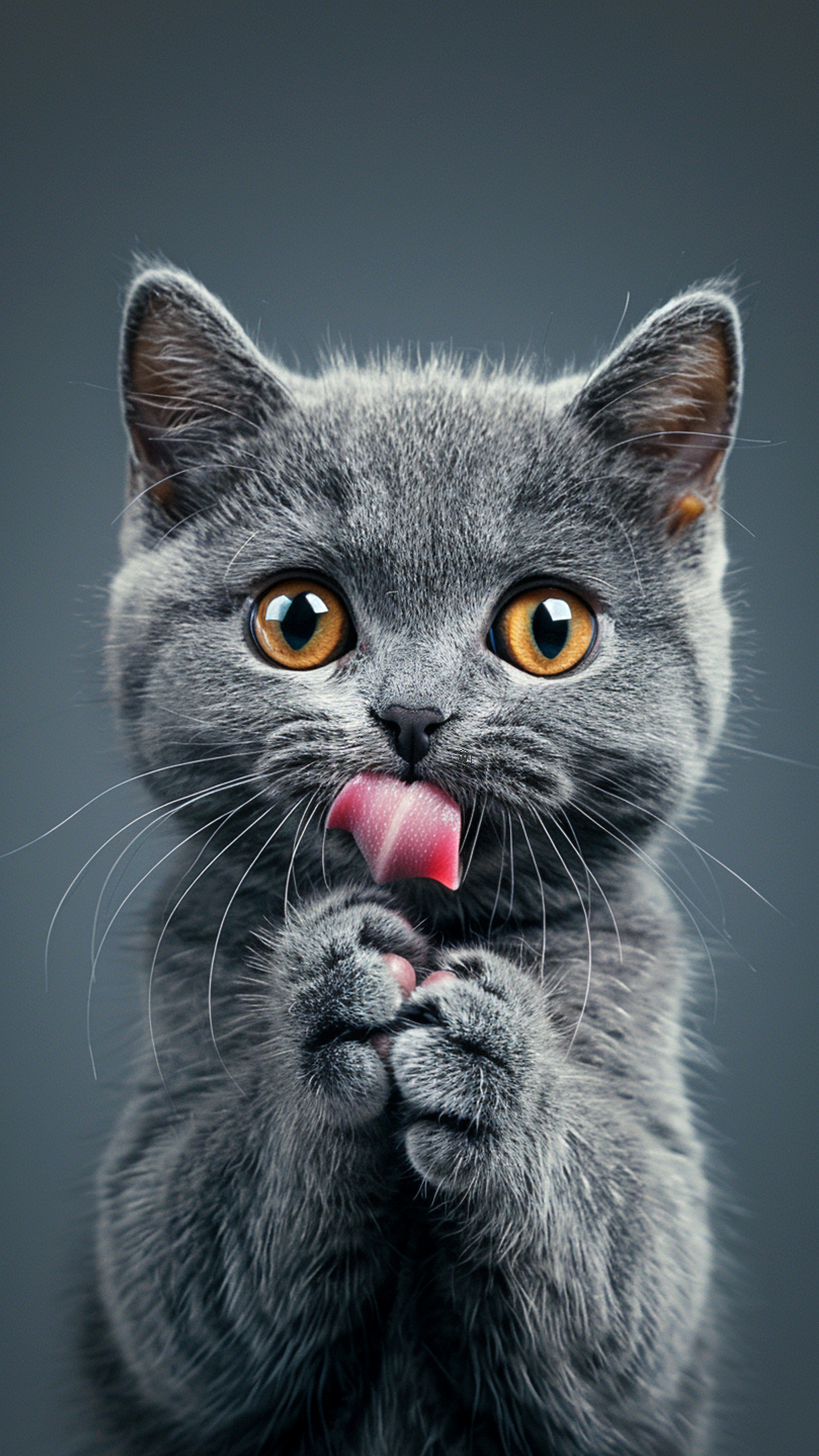 Cute Gray Kitten Licking - cat wallpaper for OpersCraft
