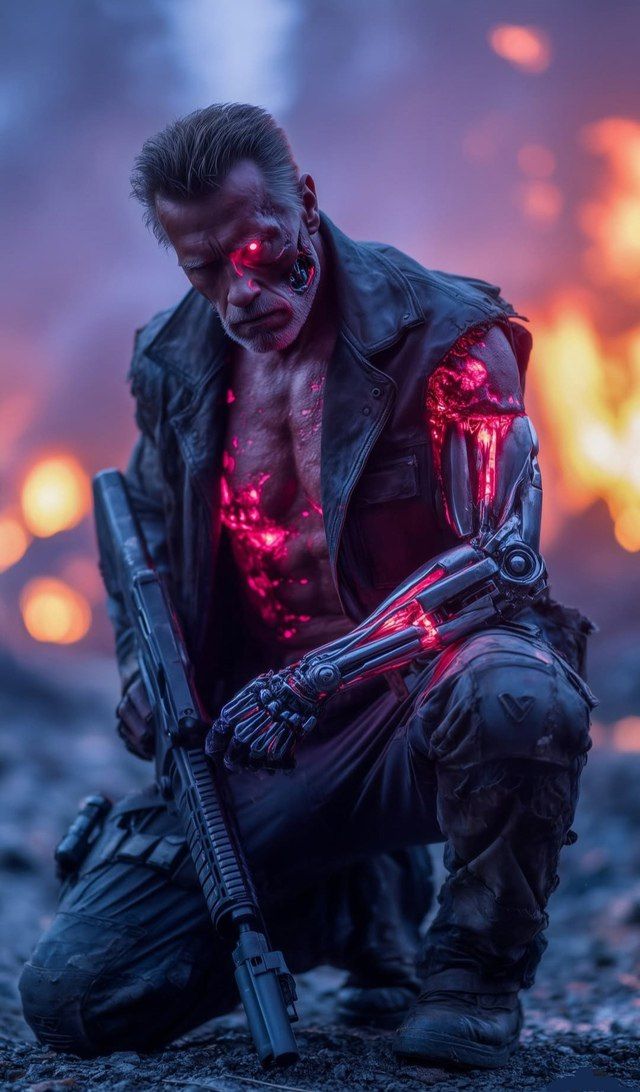 Cybernetic Warrior in Flames - dope wallpaper for OpersCraft
