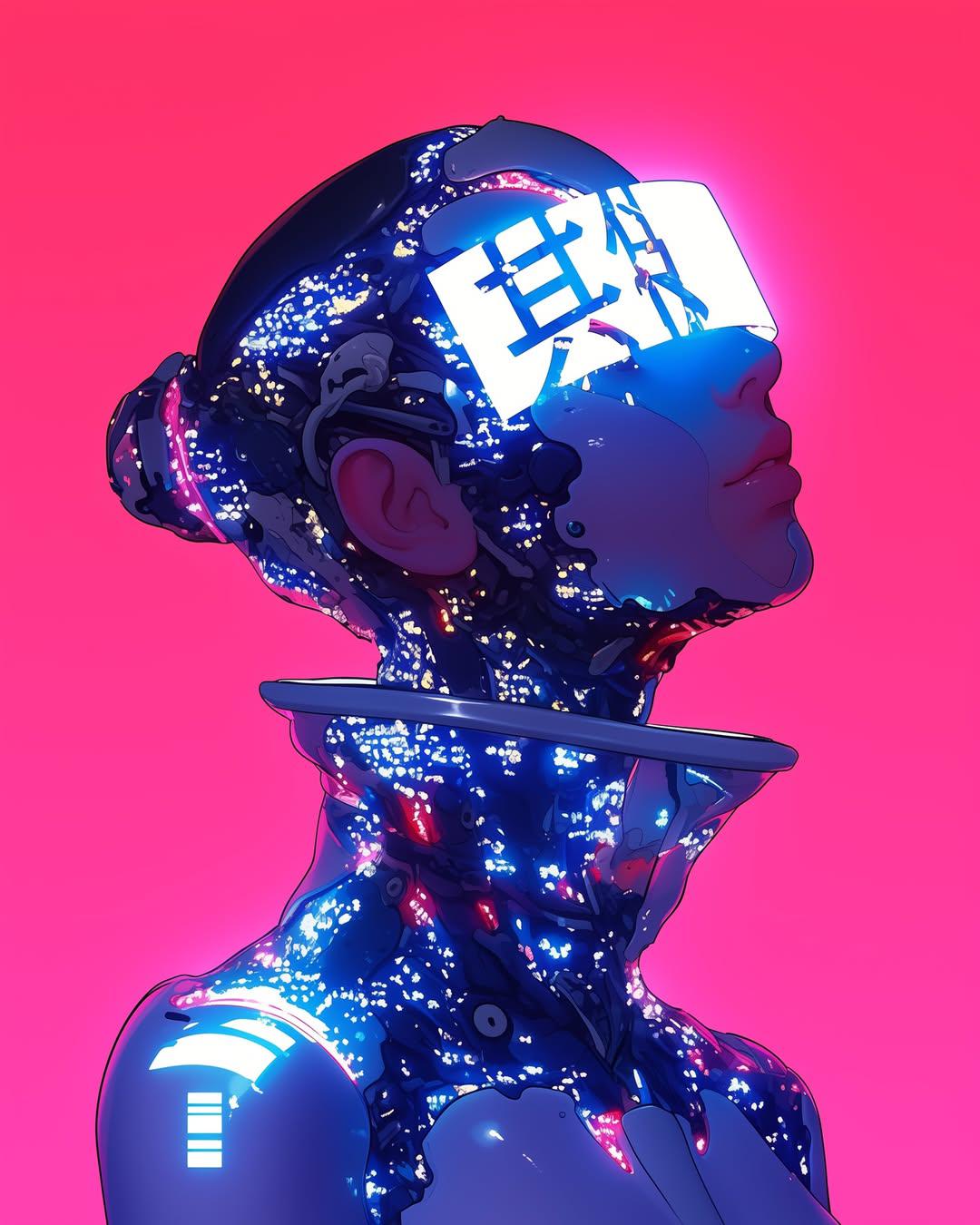 Cyberpunk Android with Neon Lights - cyberpunk wallpaper for OpersCraft