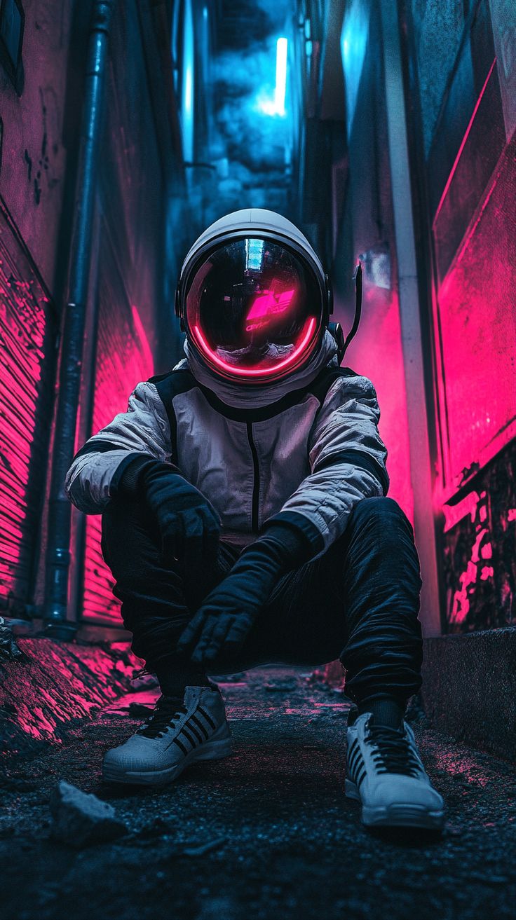 Cyberpunk Astronaut Alleyway - cyberpunk wallpaper for OpersCraft