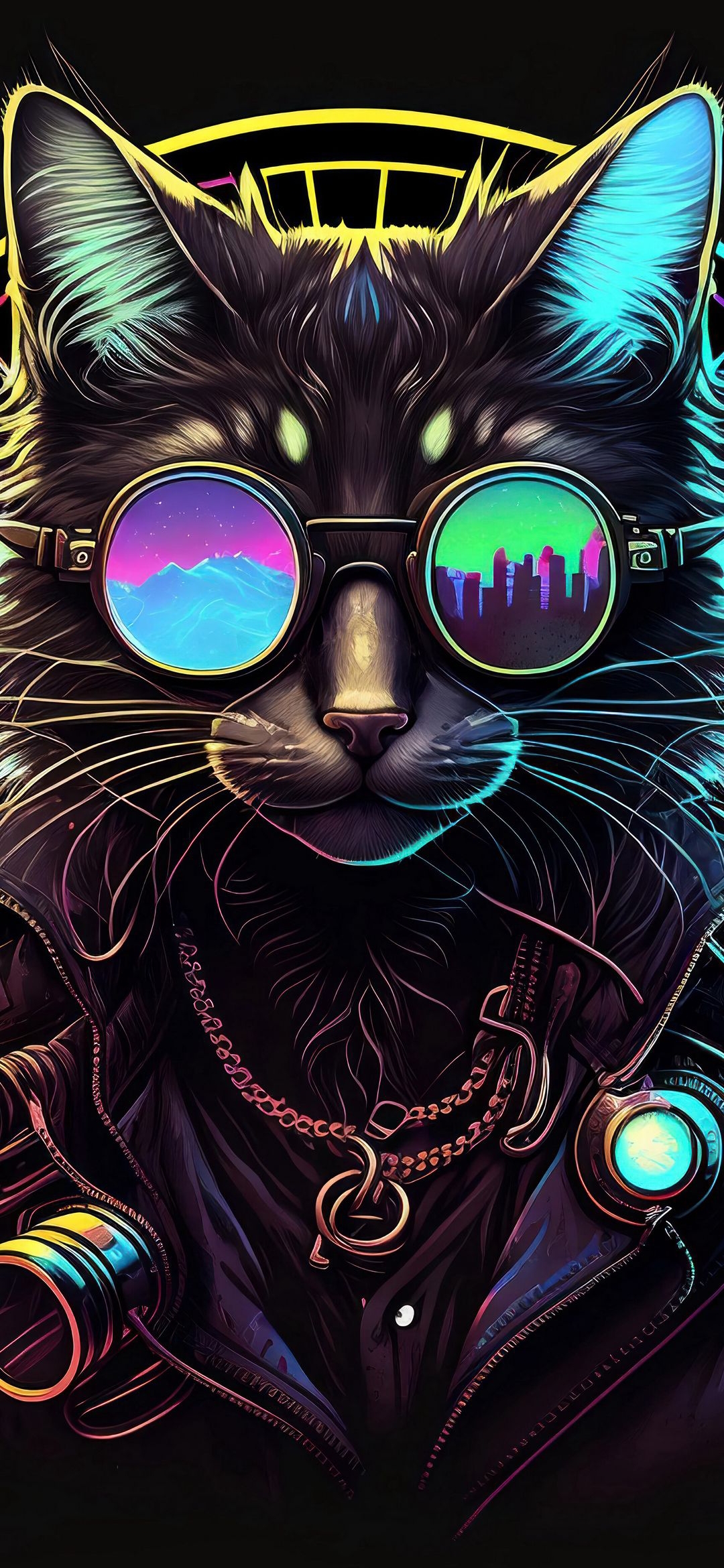 Cyberpunk Cat Reflections - cat wallpaper for OpersCraft