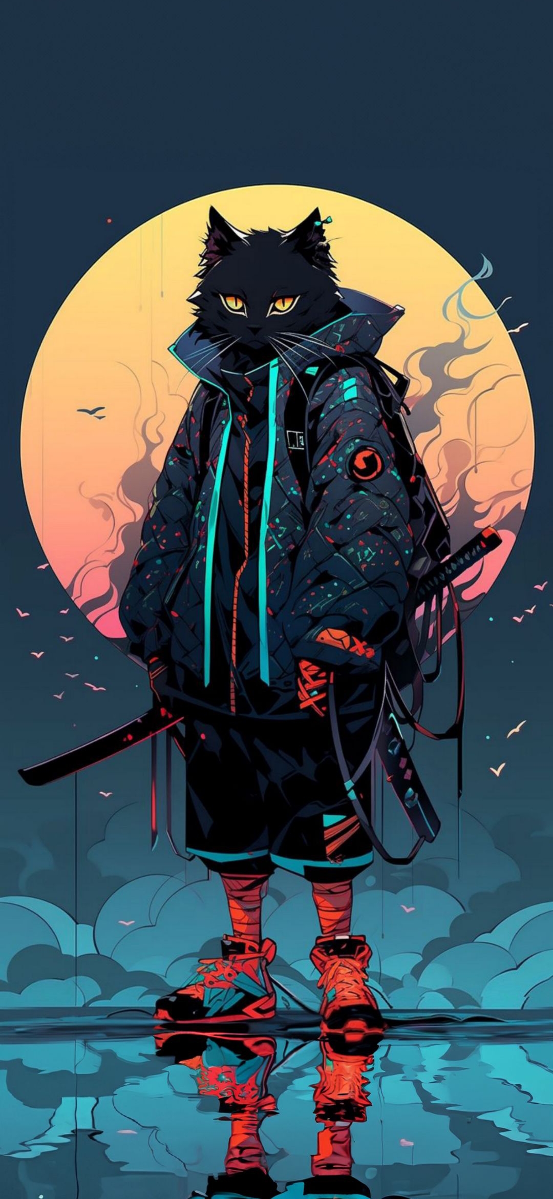Cyberpunk Cat Warrior - dope wallpaper for OpersCraft