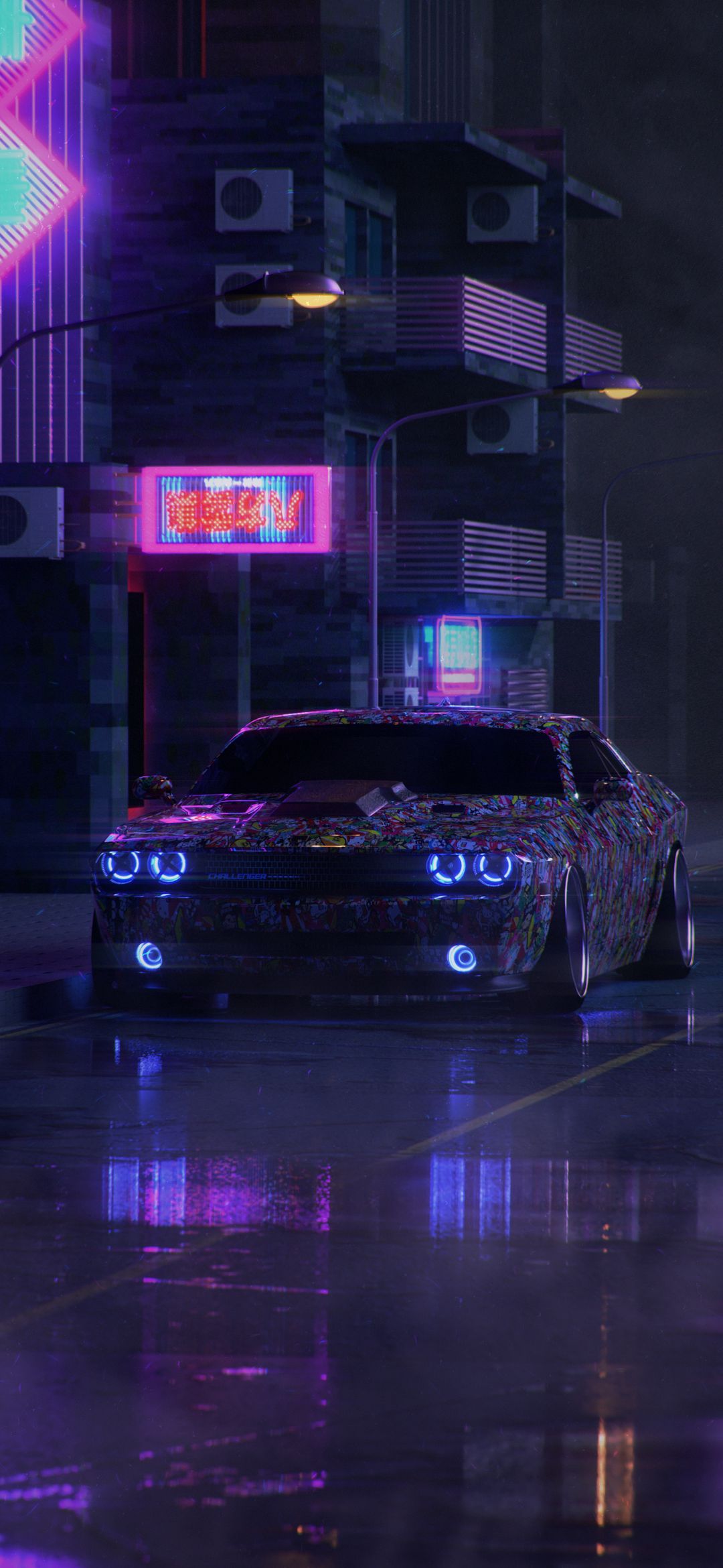 Cyberpunk Challenger Night Drive - cars wallpaper for OpersCraft
