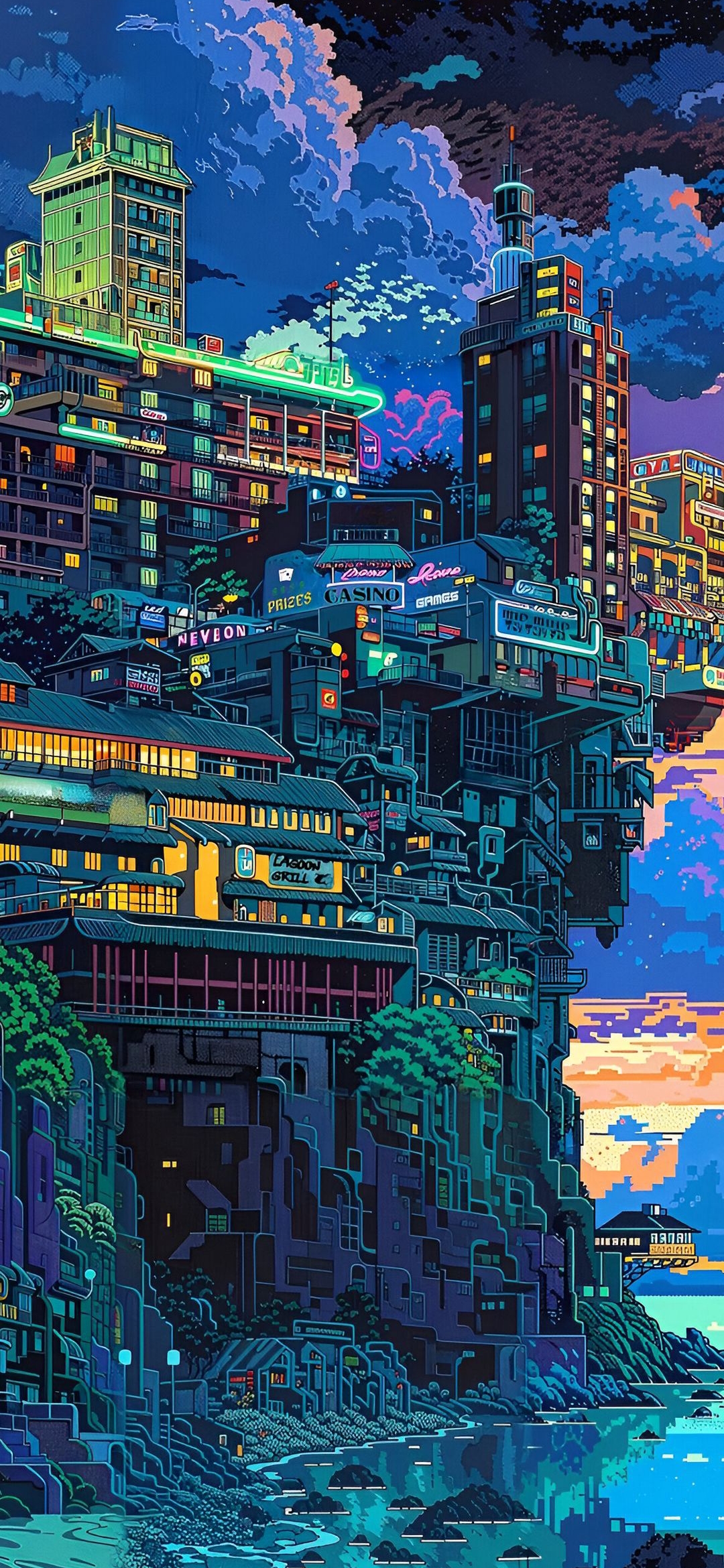 Cyberpunk Cityscape at Dusk - art wallpaper for OpersCraft