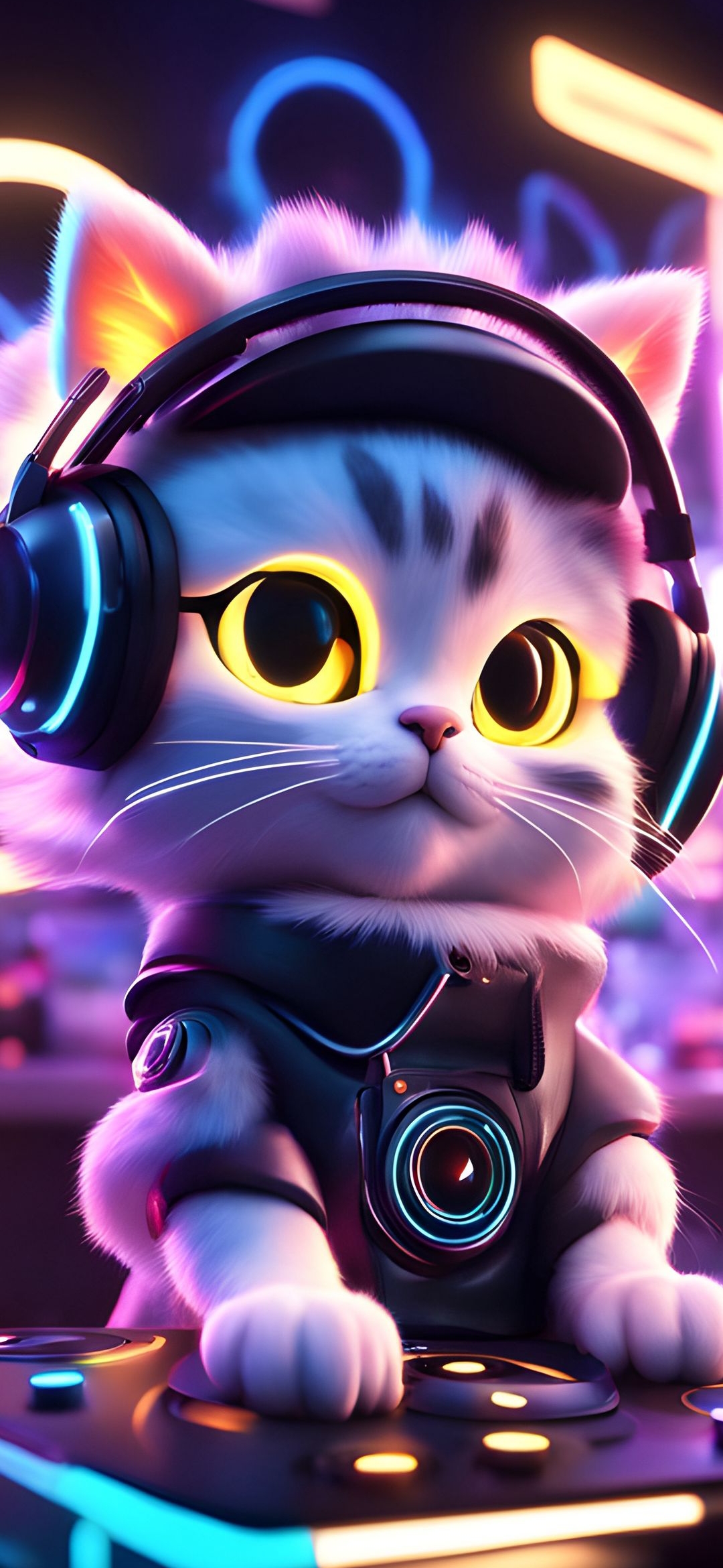 Cyberpunk DJ Cat - cat wallpaper for OpersCraft