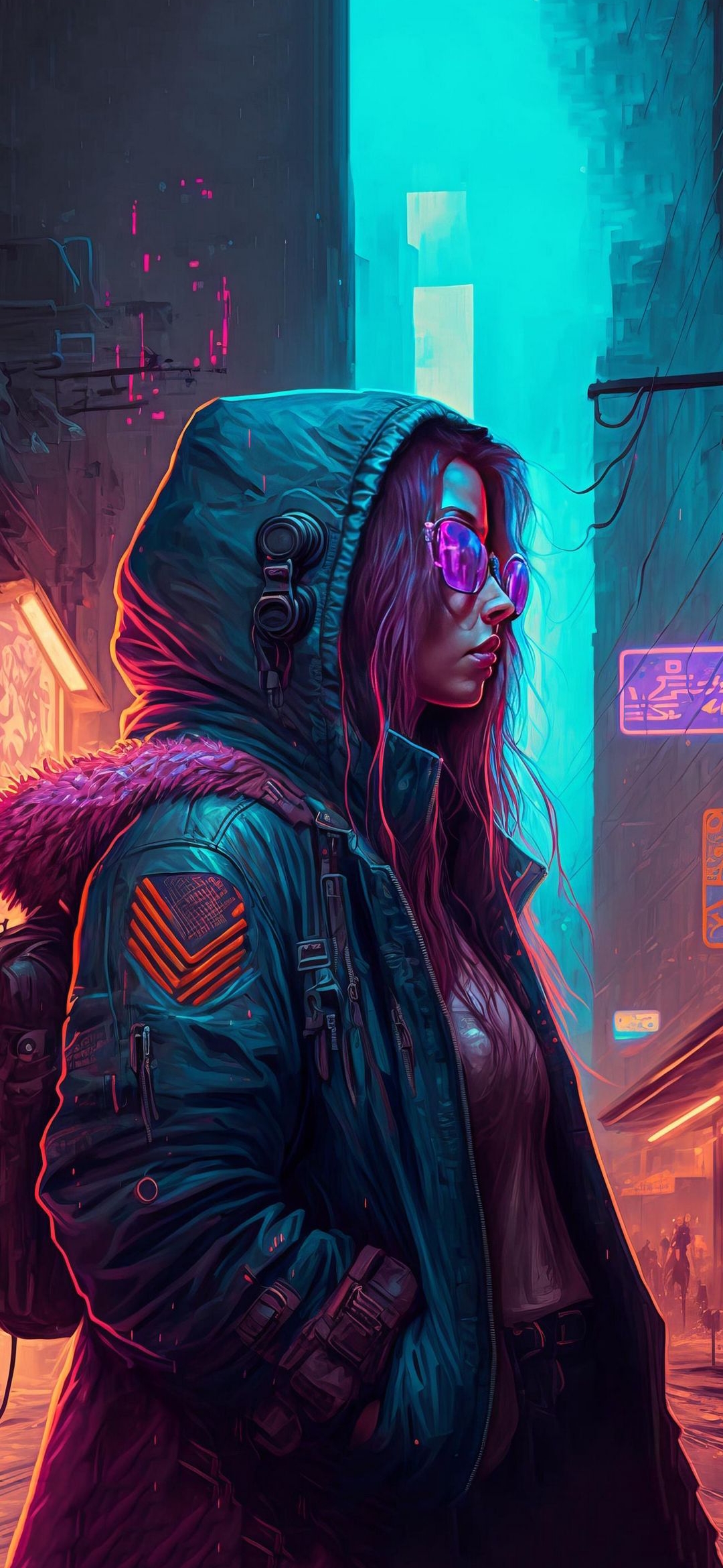 Cyberpunk Girl in City - cyberpunk wallpaper for OpersCraft