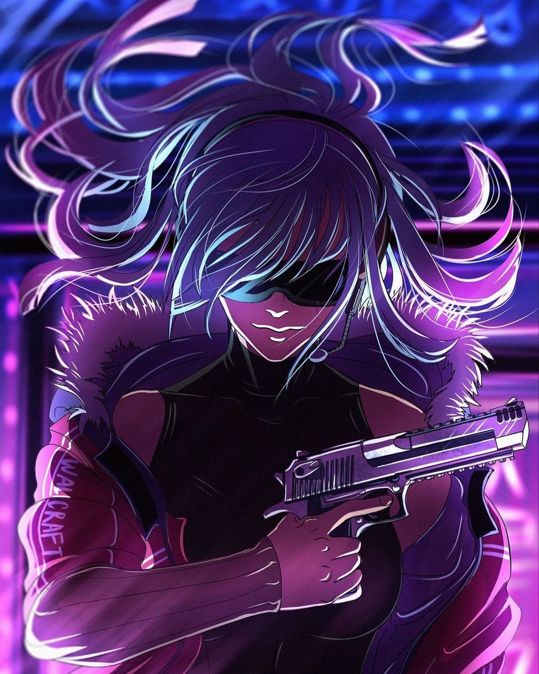 Cyberpunk Girl with Gun - cyberpunk wallpaper for OpersCraft
