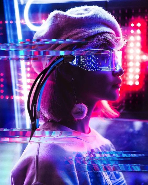 Cyberpunk Girl with VR - cyberpunk wallpaper for OpersCraft