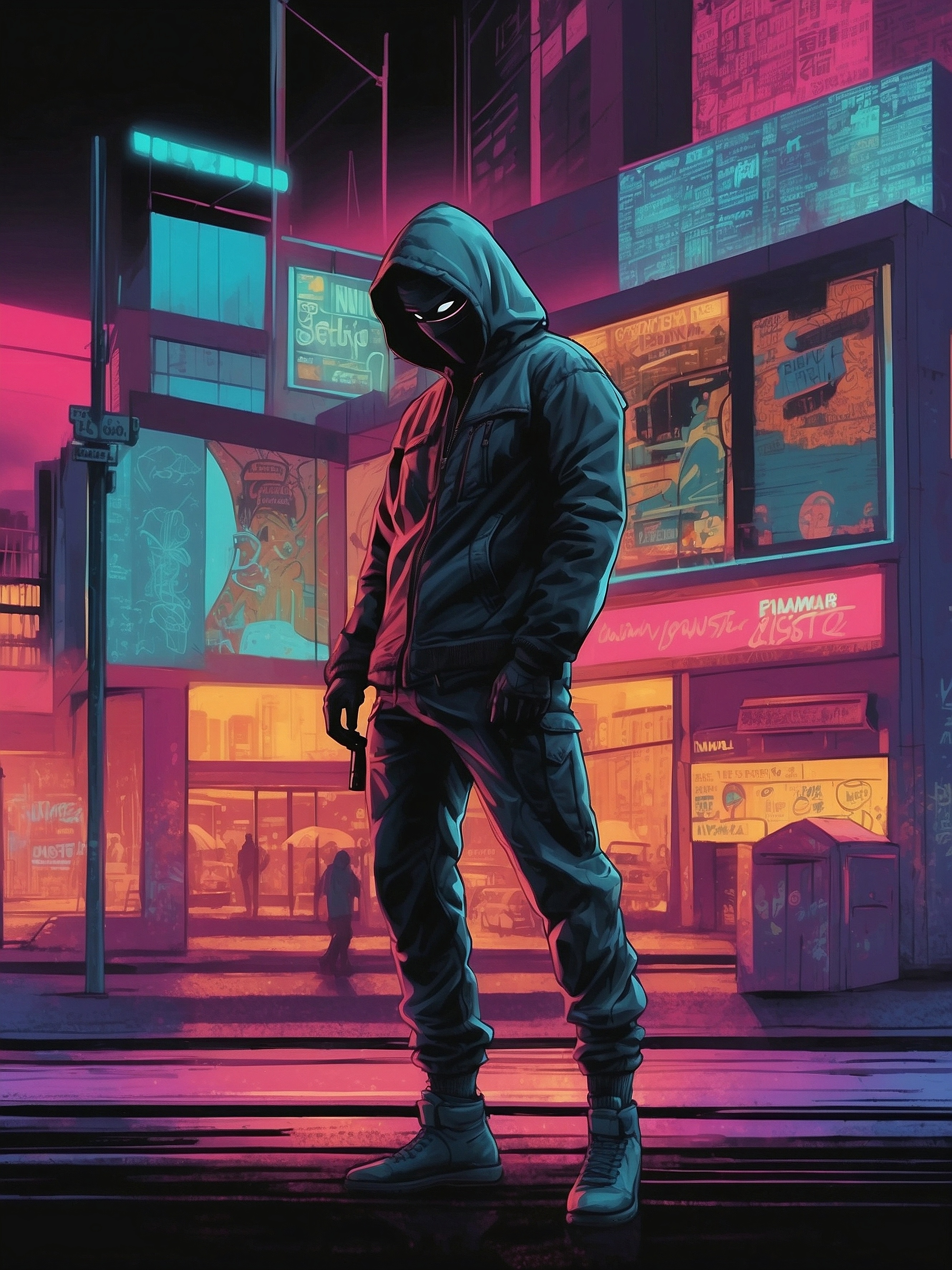 Cyberpunk Hooded Figure - cyberpunk wallpaper for OpersCraft
