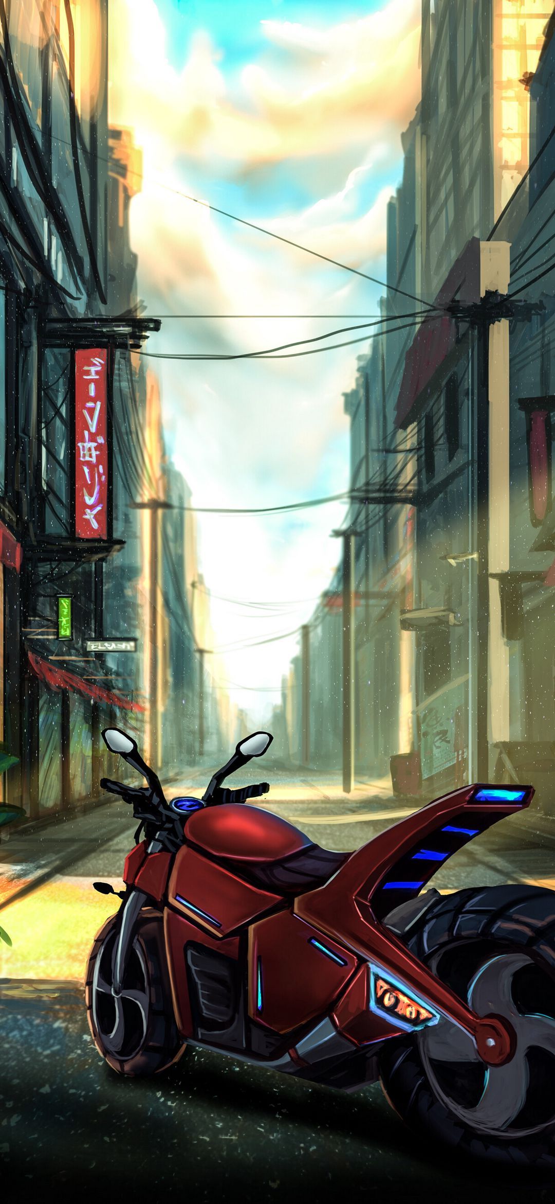 Cyberpunk Motorcycle Cityscape - cyberpunk wallpaper for OpersCraft