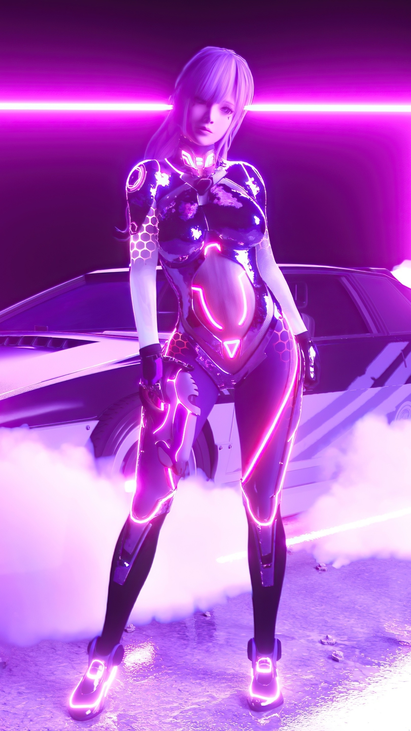 Cyberpunk Neon Woman - neon wallpaper for OpersCraft