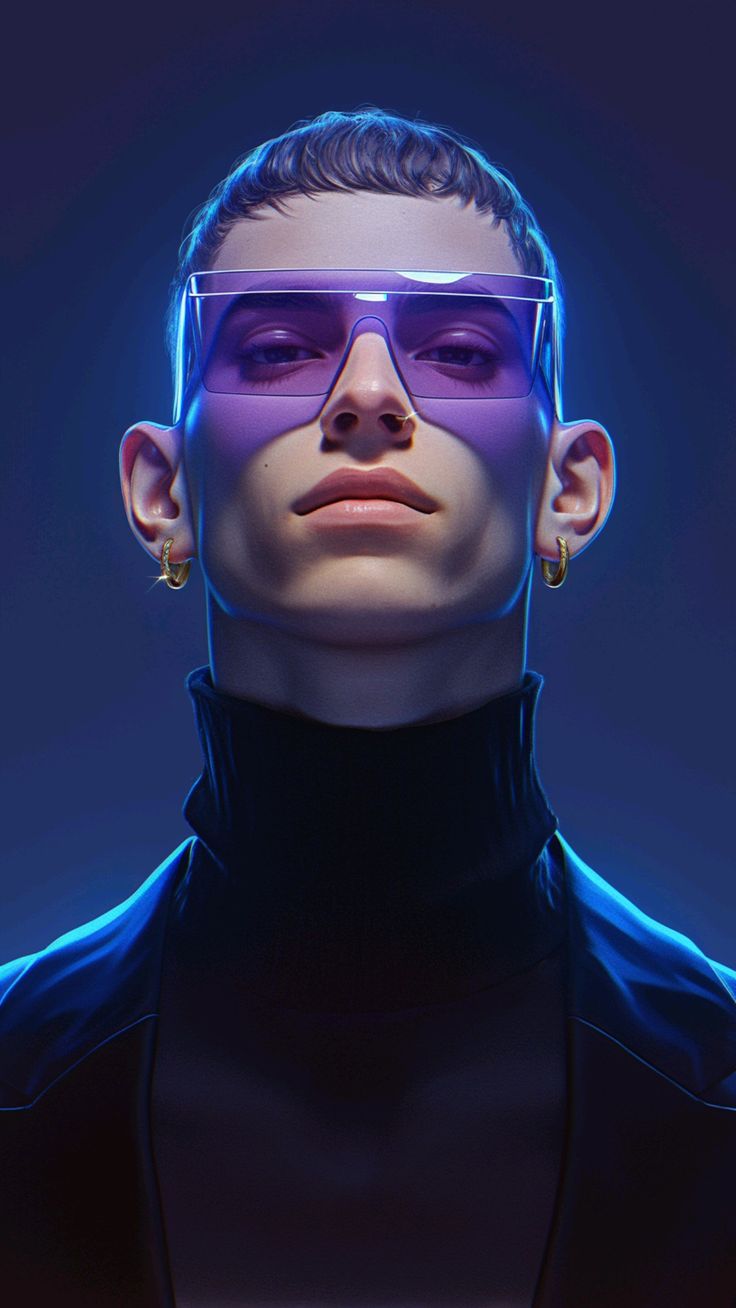 Cyberpunk Portrait in Blue - dope wallpaper for OpersCraft