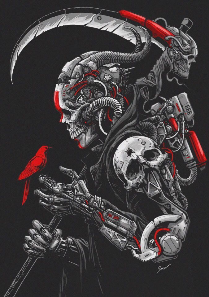 Cyberpunk Reaper and Bird - cyberpunk wallpaper for OpersCraft