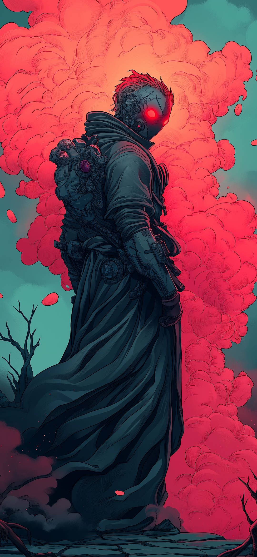Cyberpunk Warrior Red Smoke - ghetto wallpaper for OpersCraft