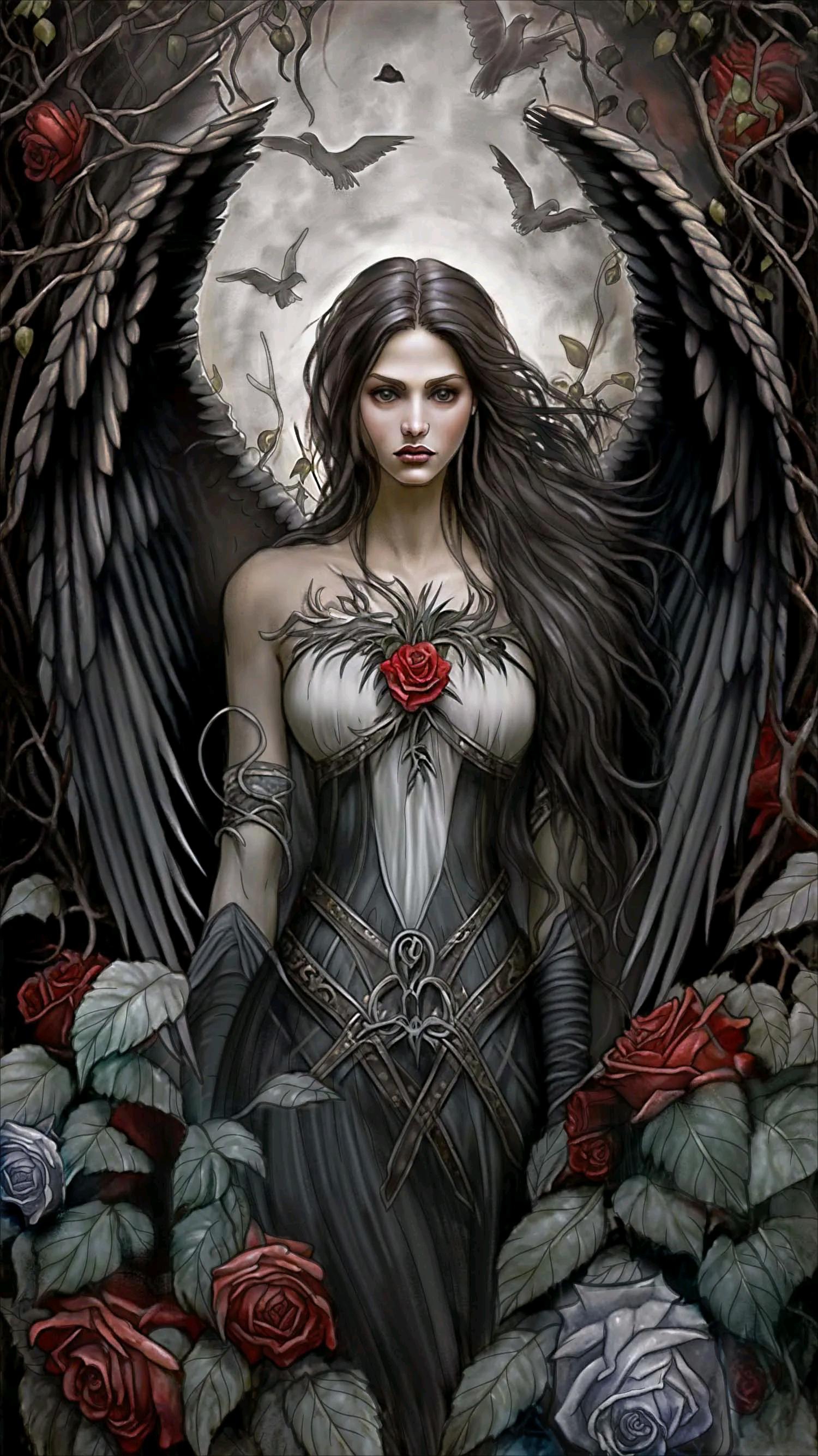 Dark Angel Rose Embrace - gothic wallpaper for OpersCraft