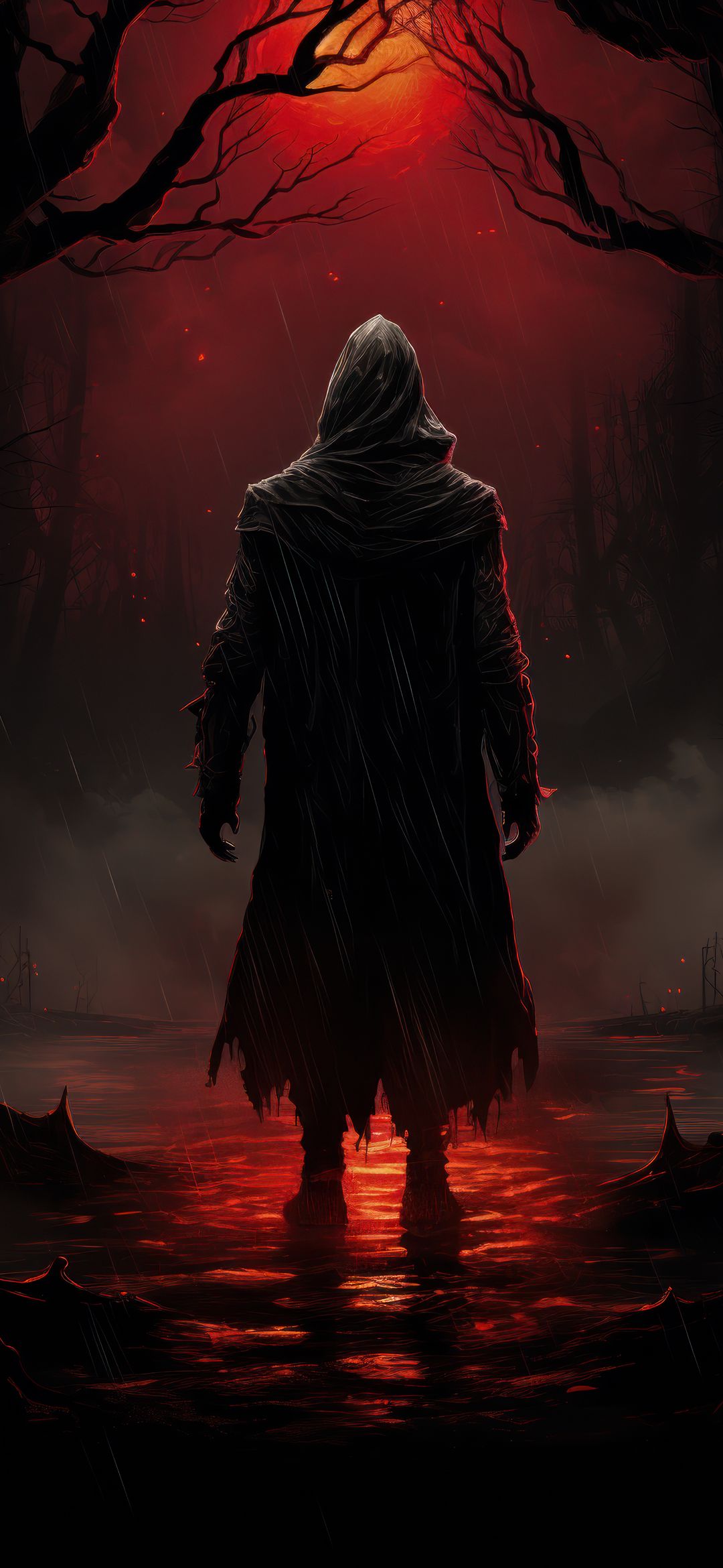 Dark Hooded Figure in Red - dope wallpaper for OpersCraft