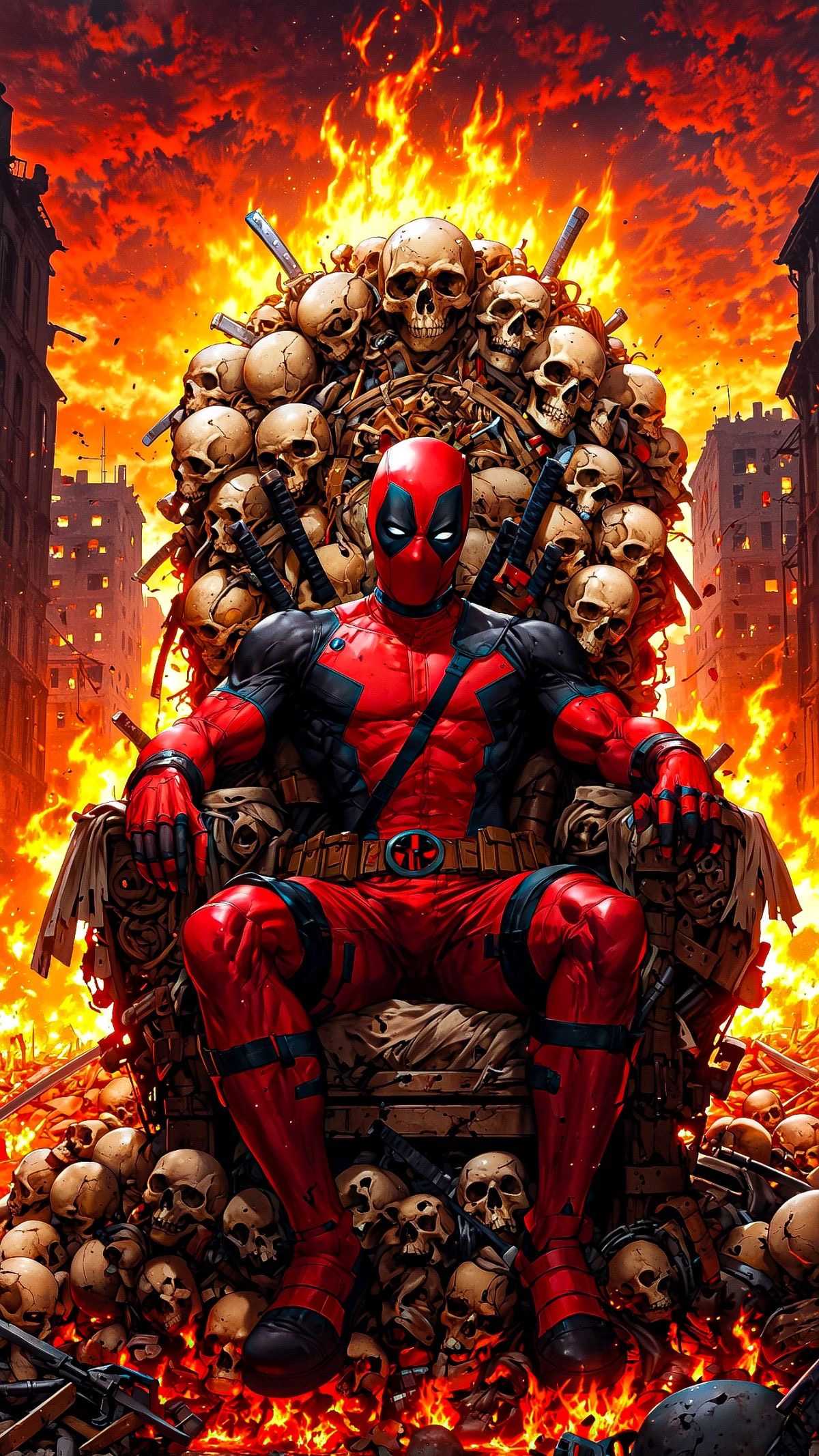 Deadpool's Fiery Throne - deadpool wallpaper for OpersCraft