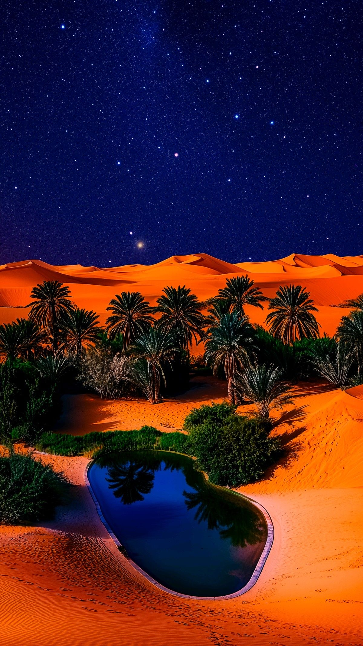 Desert Oasis Night - desert wallpaper for OpersCraft