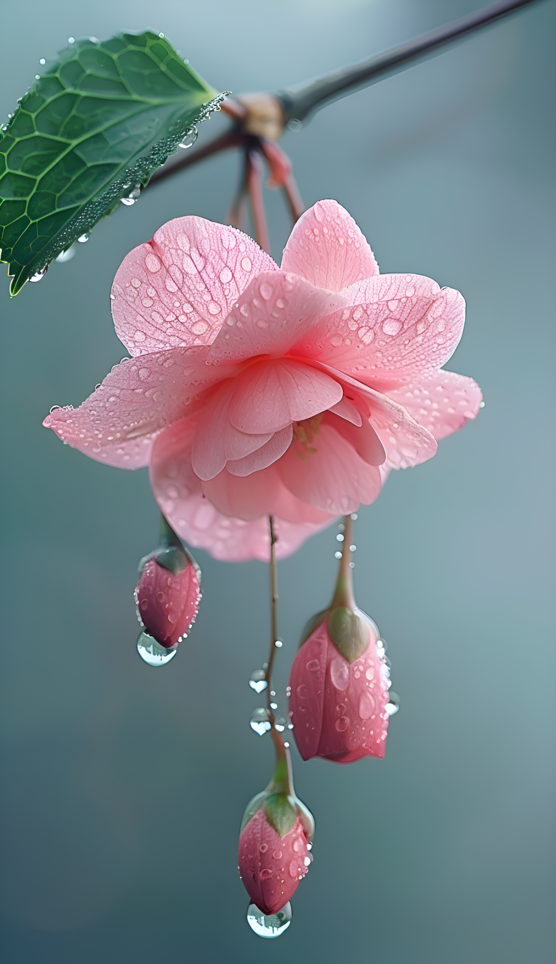 Dewy Pink Begonia Bloom - floral wallpaper for OpersCraft