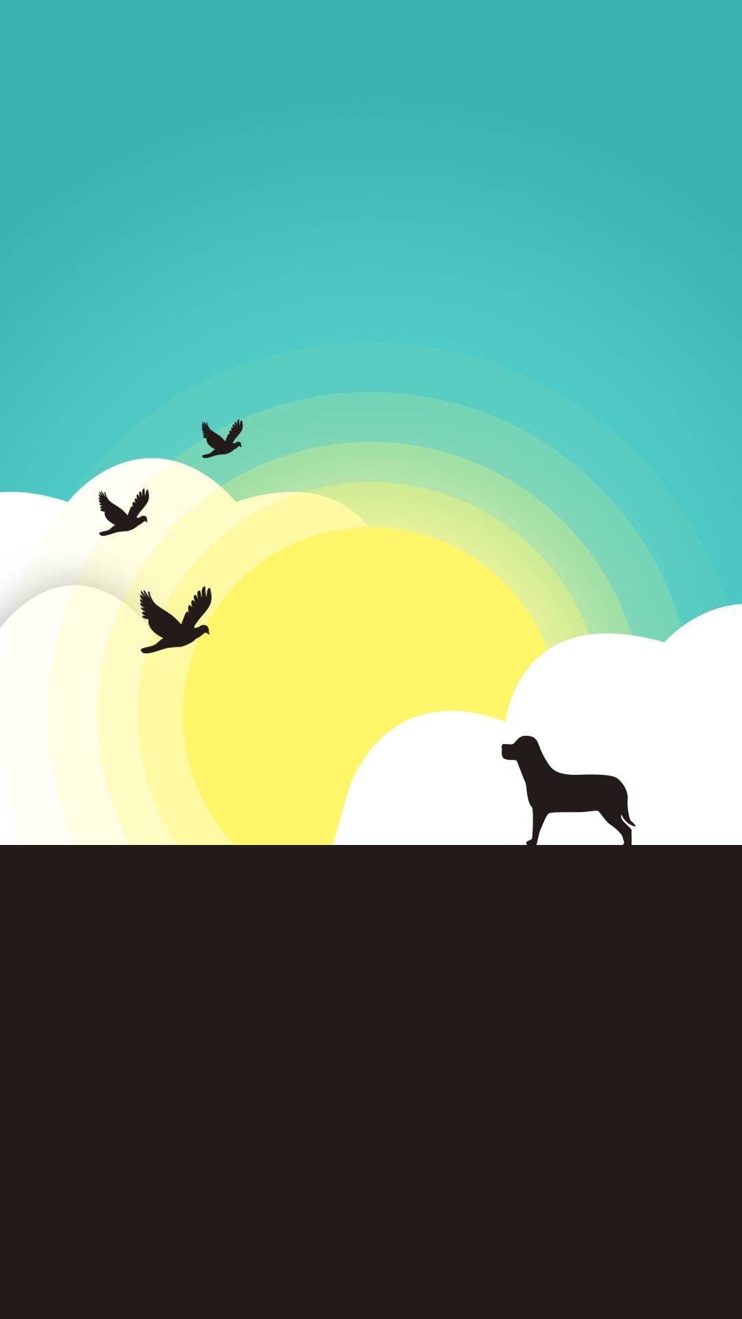 Dog and Birds Silhouette - animals wallpaper for OpersCraft