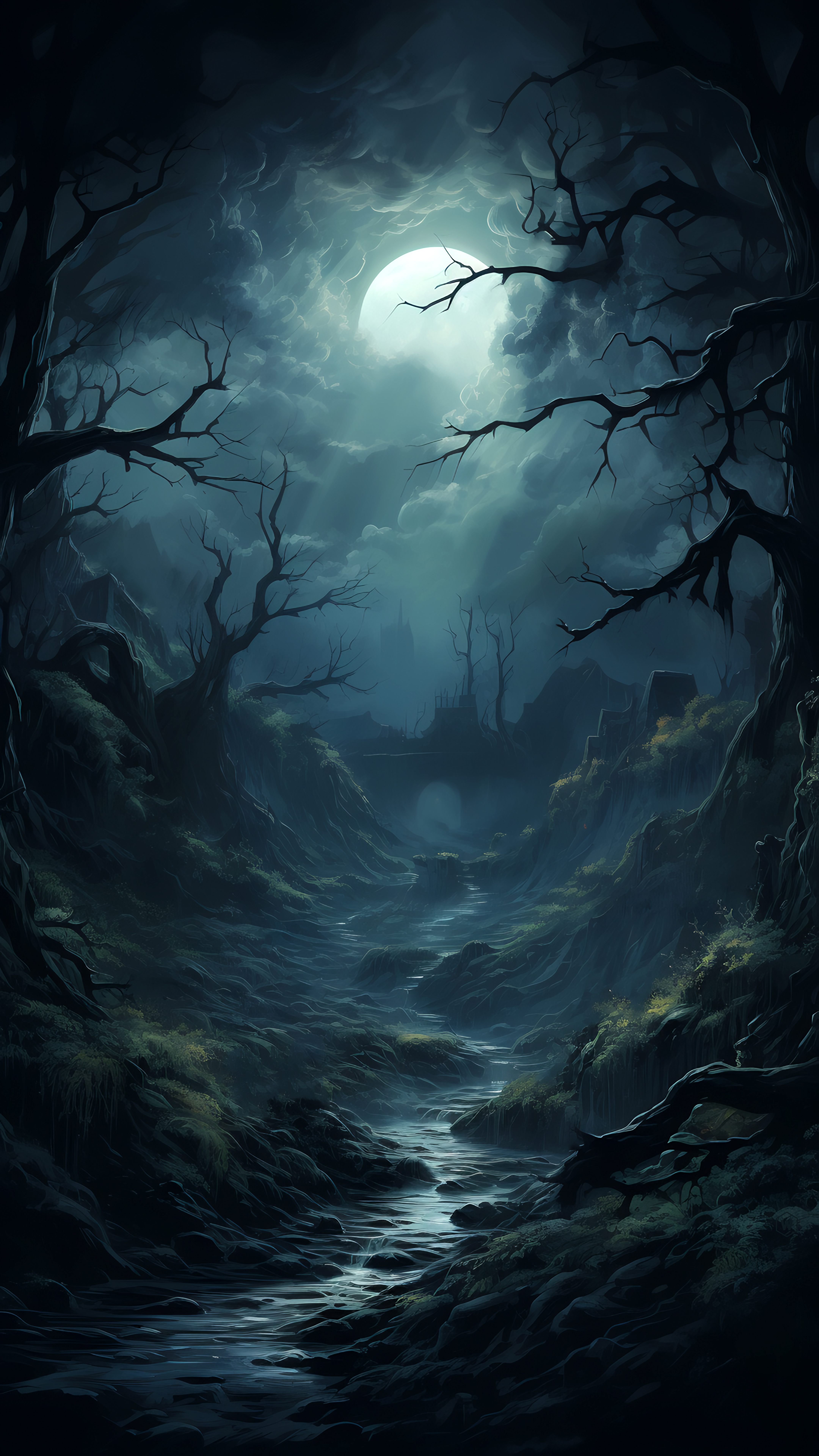 Eerie Moonlight River - gothic wallpaper for OpersCraft