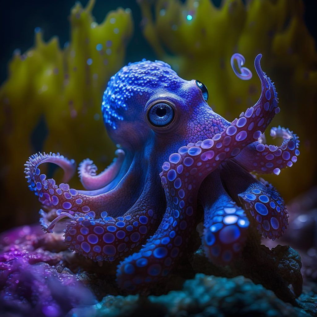 Electric Blue Octopus Portrait - ocean wallpaper for OpersCraft