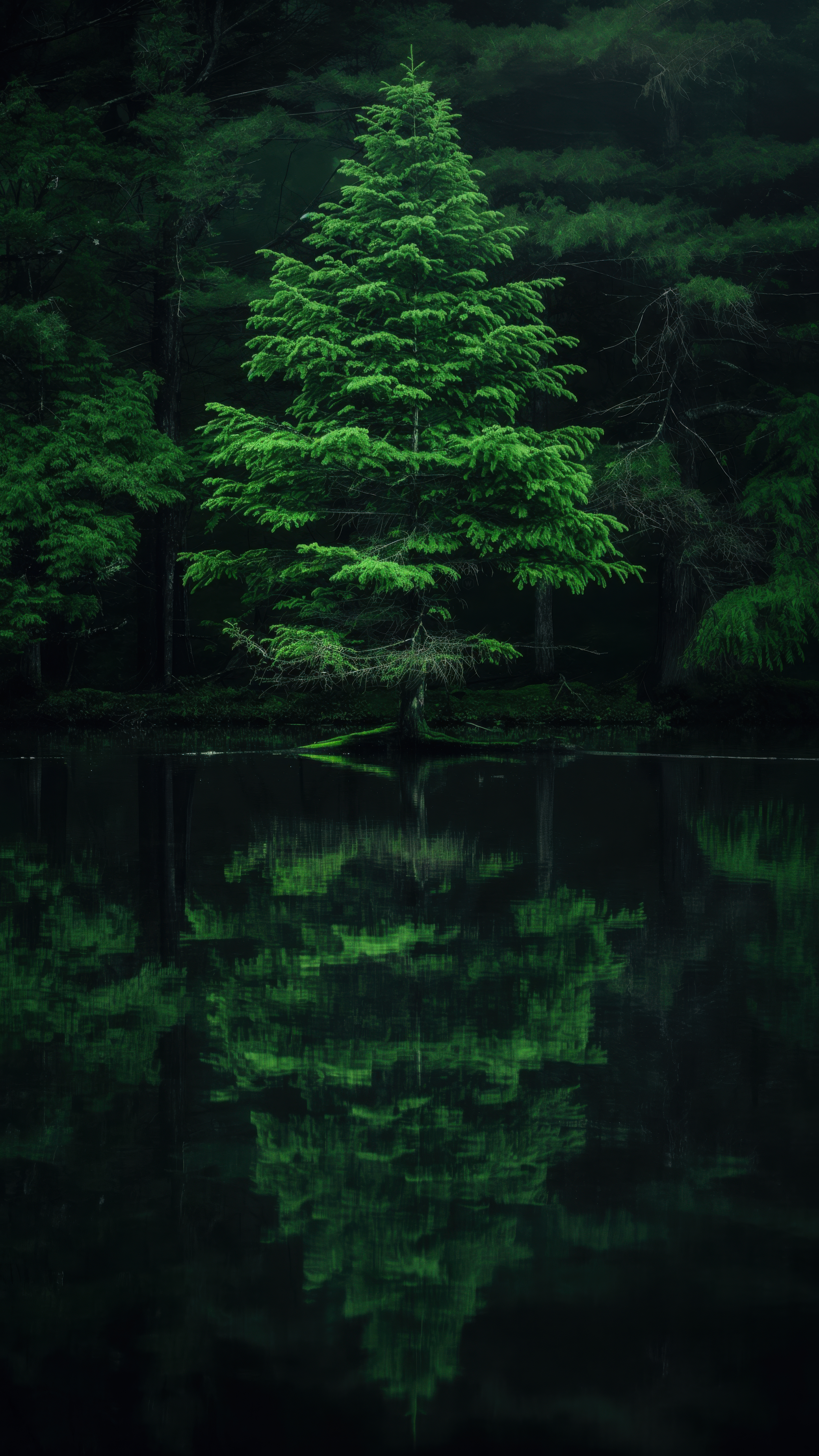 Emerald Tree Reflection - landscape wallpaper for OpersCraft
