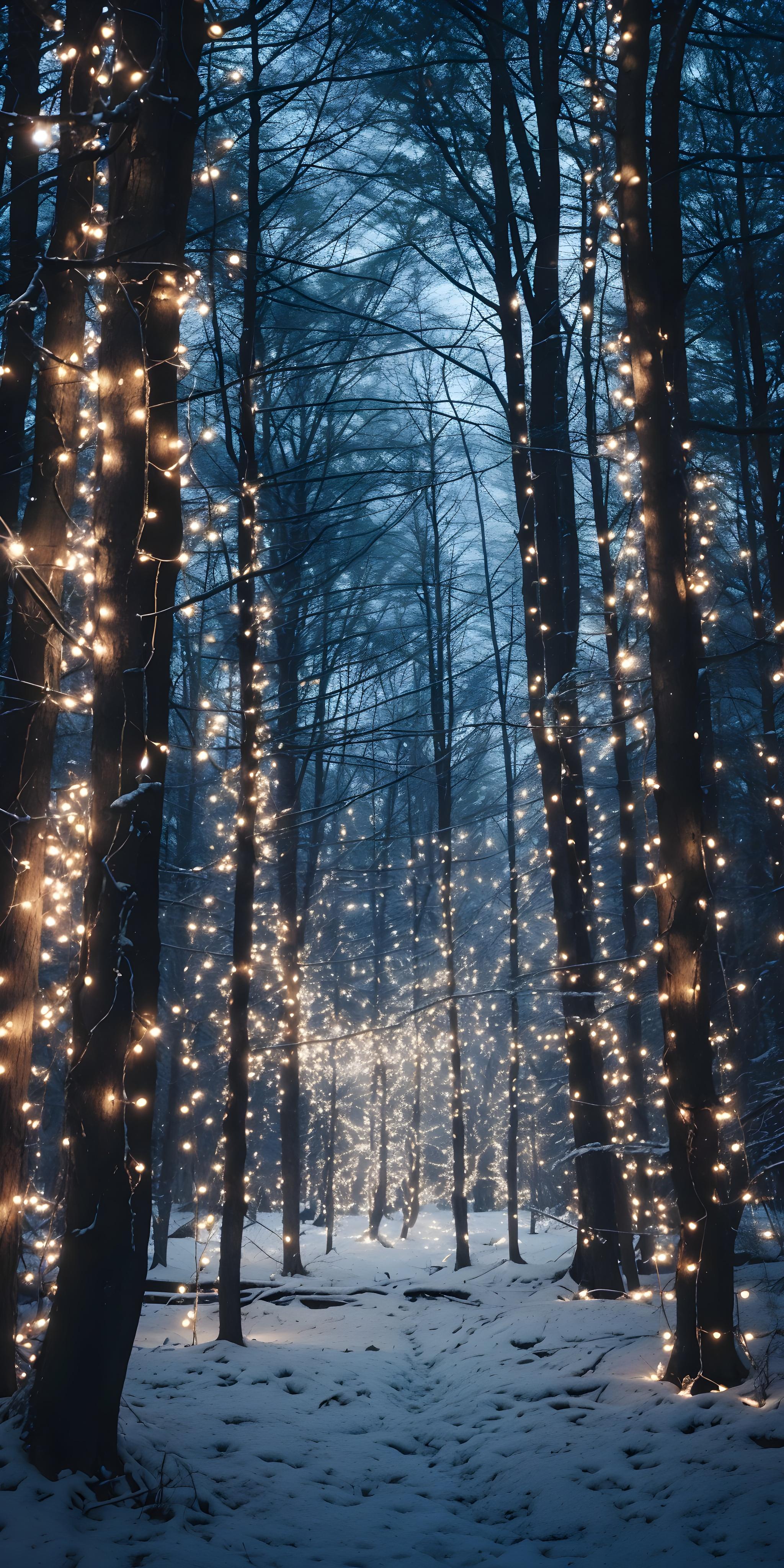 Enchanted Winter Forest Lights - winter wallpaper for OpersCraft