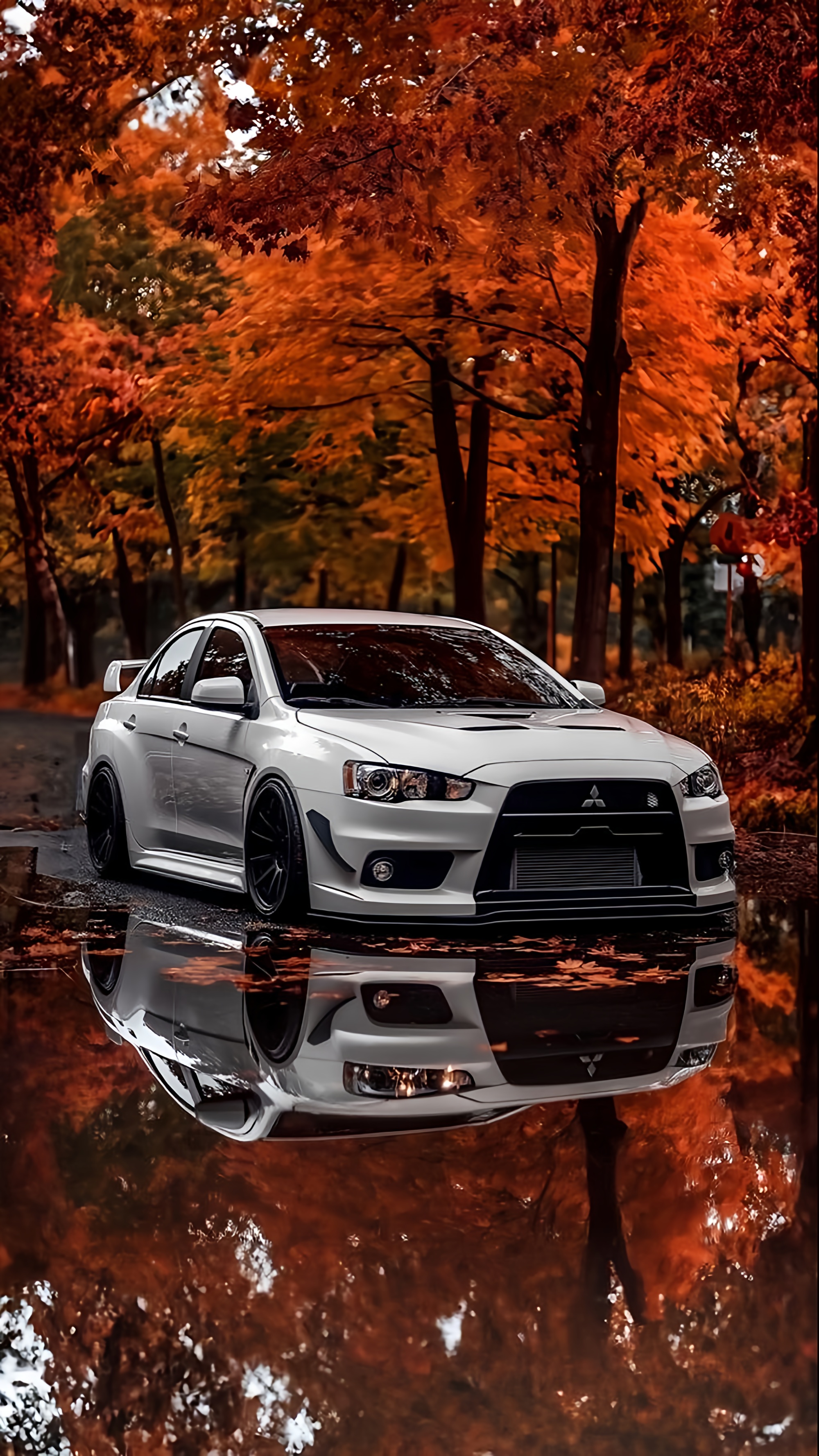Evo Autumn Reflection - cars wallpaper for OpersCraft